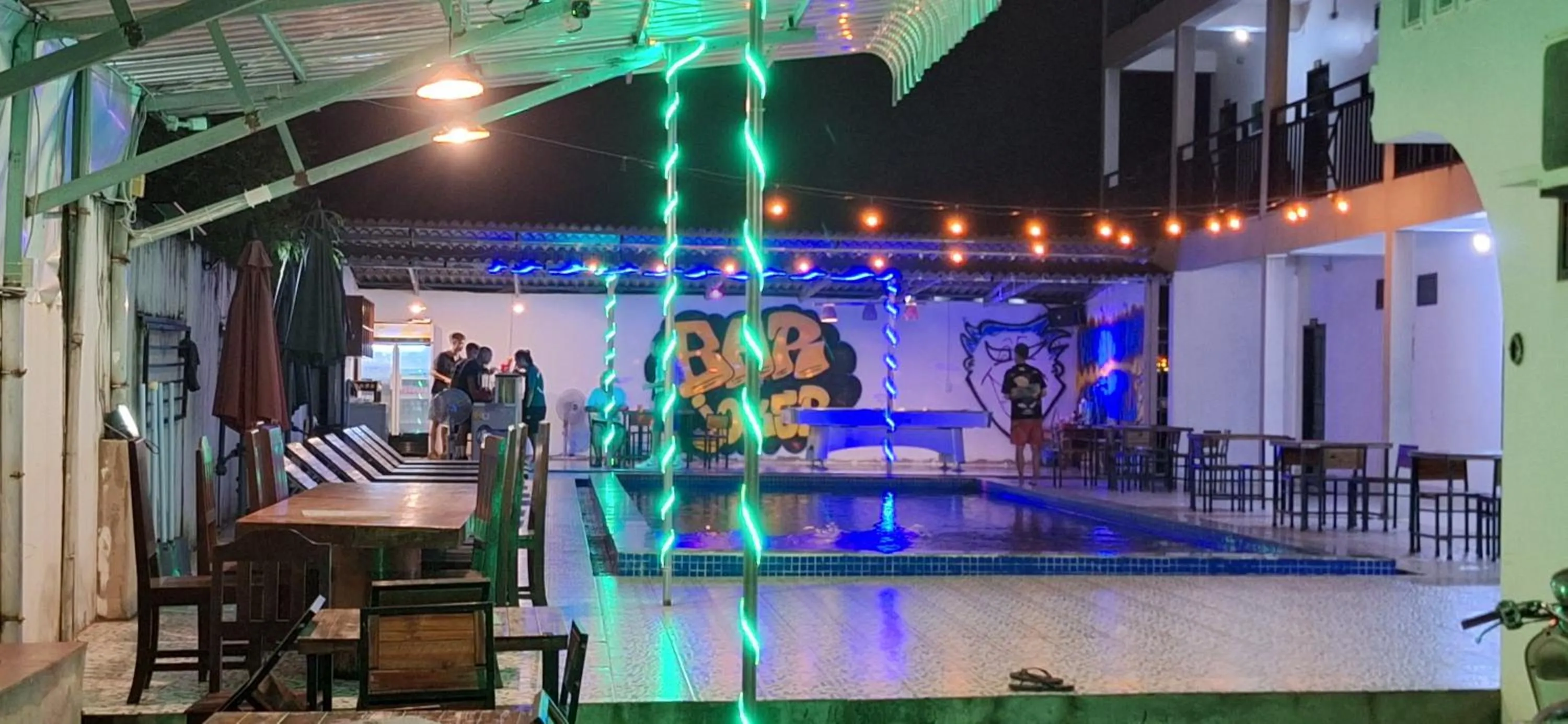 Pool view in Vang Vieng Backpackers Hostel