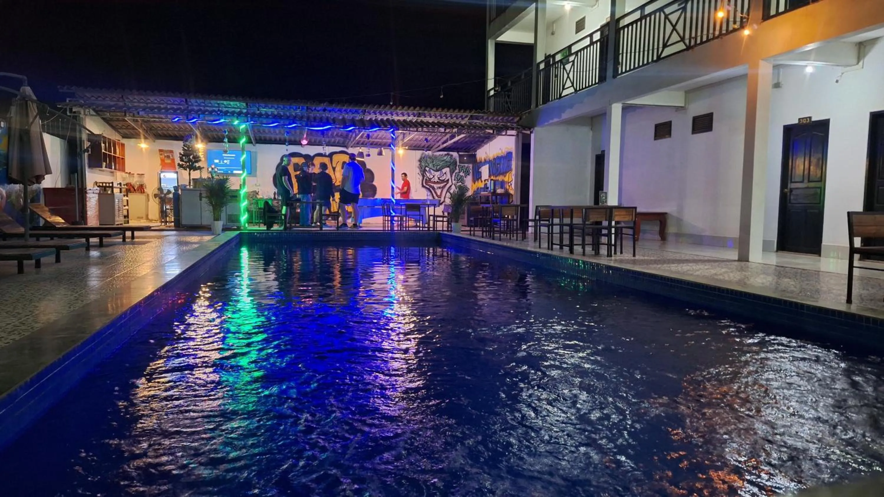 Pool view in Vang Vieng Backpackers Hostel