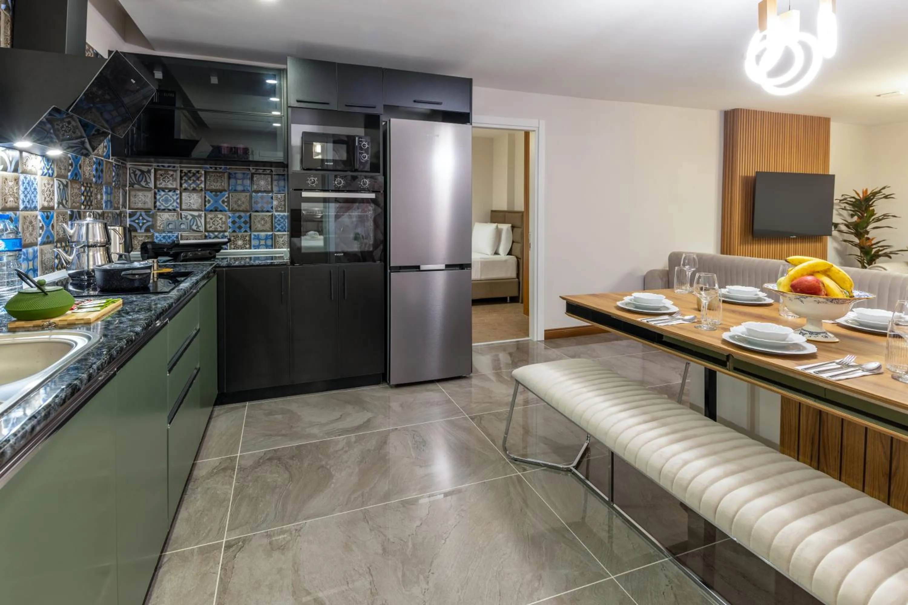 Kitchen or kitchenette in Baymari Suites Design Florya