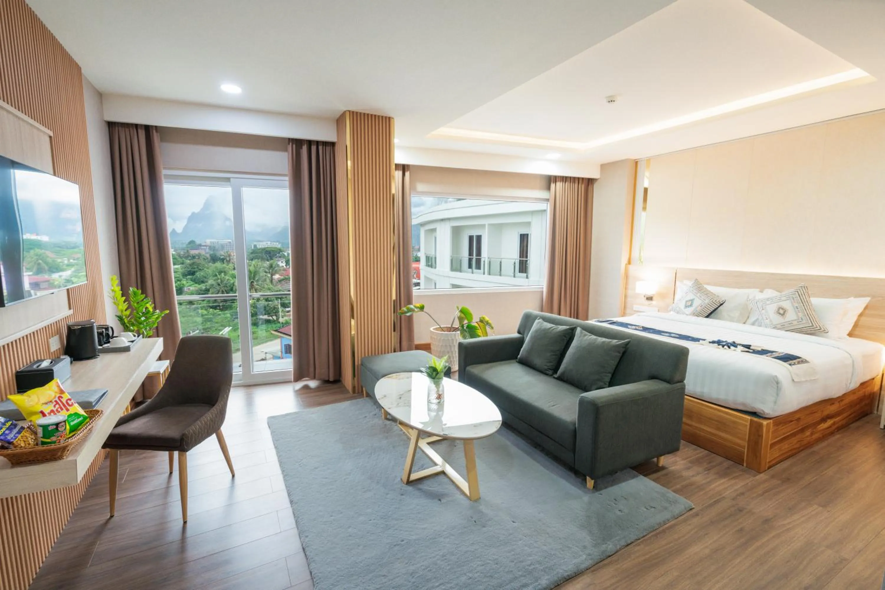 Bed in S Vangvieng Boutique Hotel