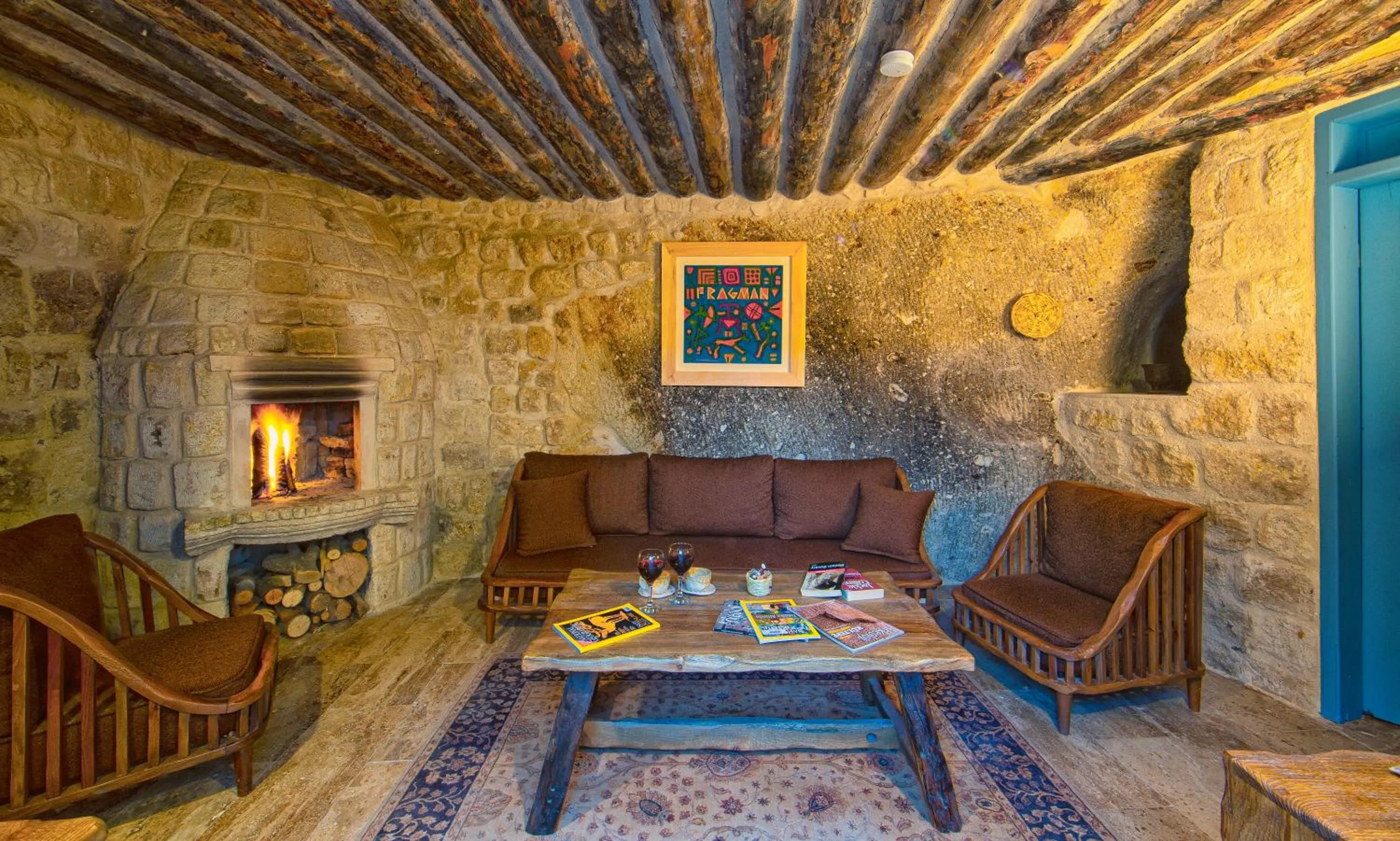 Seating area in Fragman Cave Cappadocia