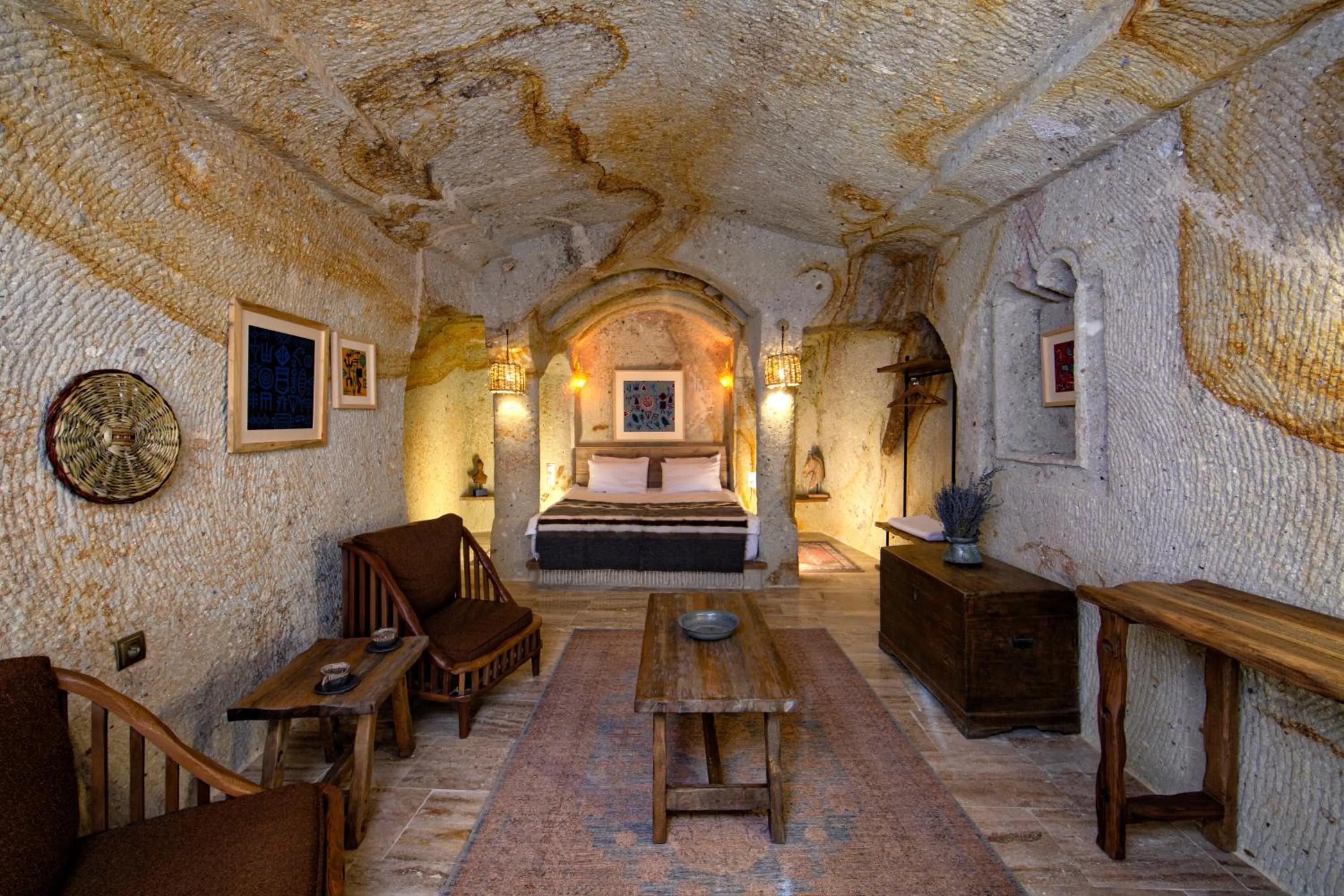 Seating area in Fragman Cave Cappadocia