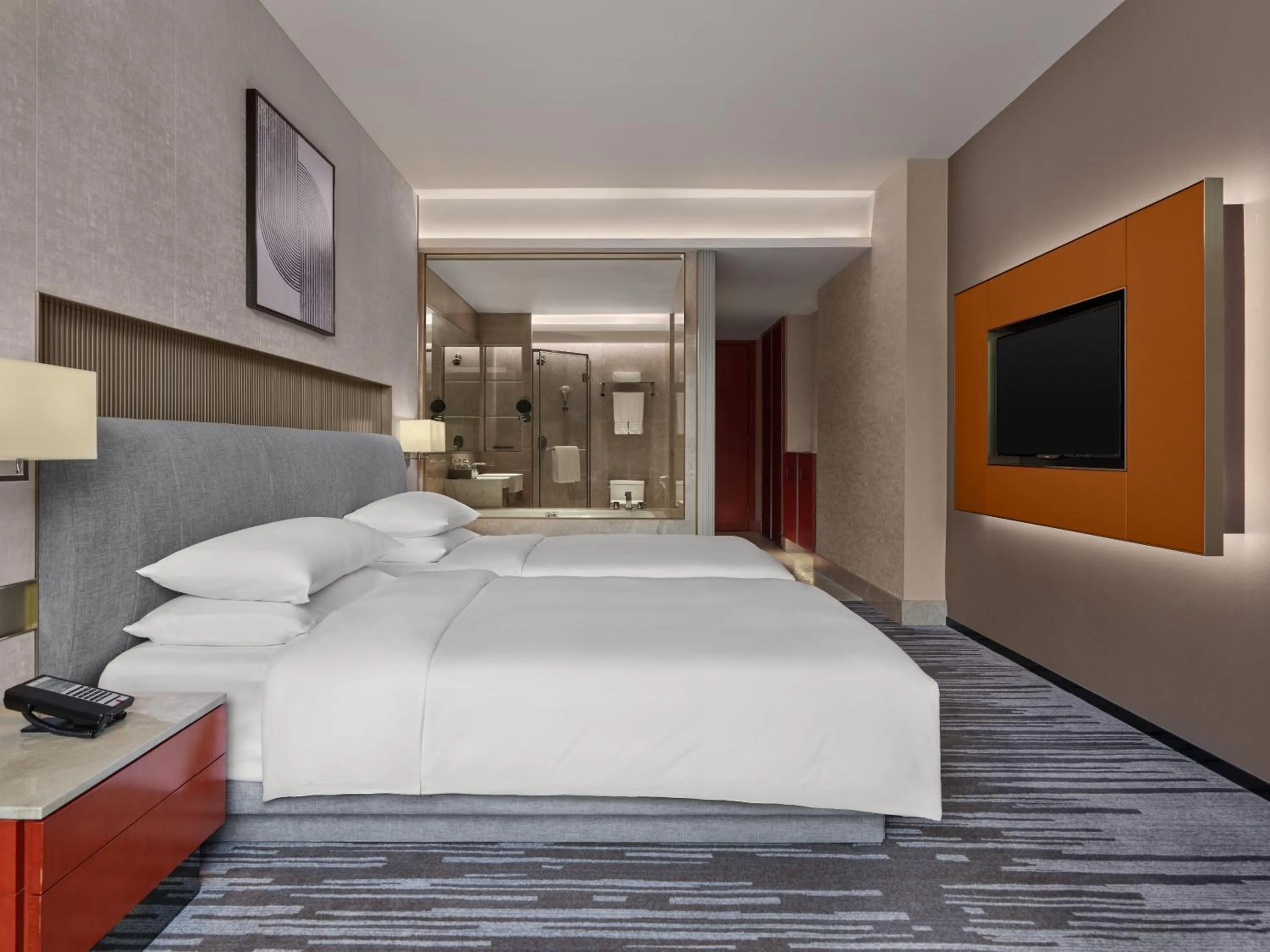 Bed in Dongguan Marriott Hotel