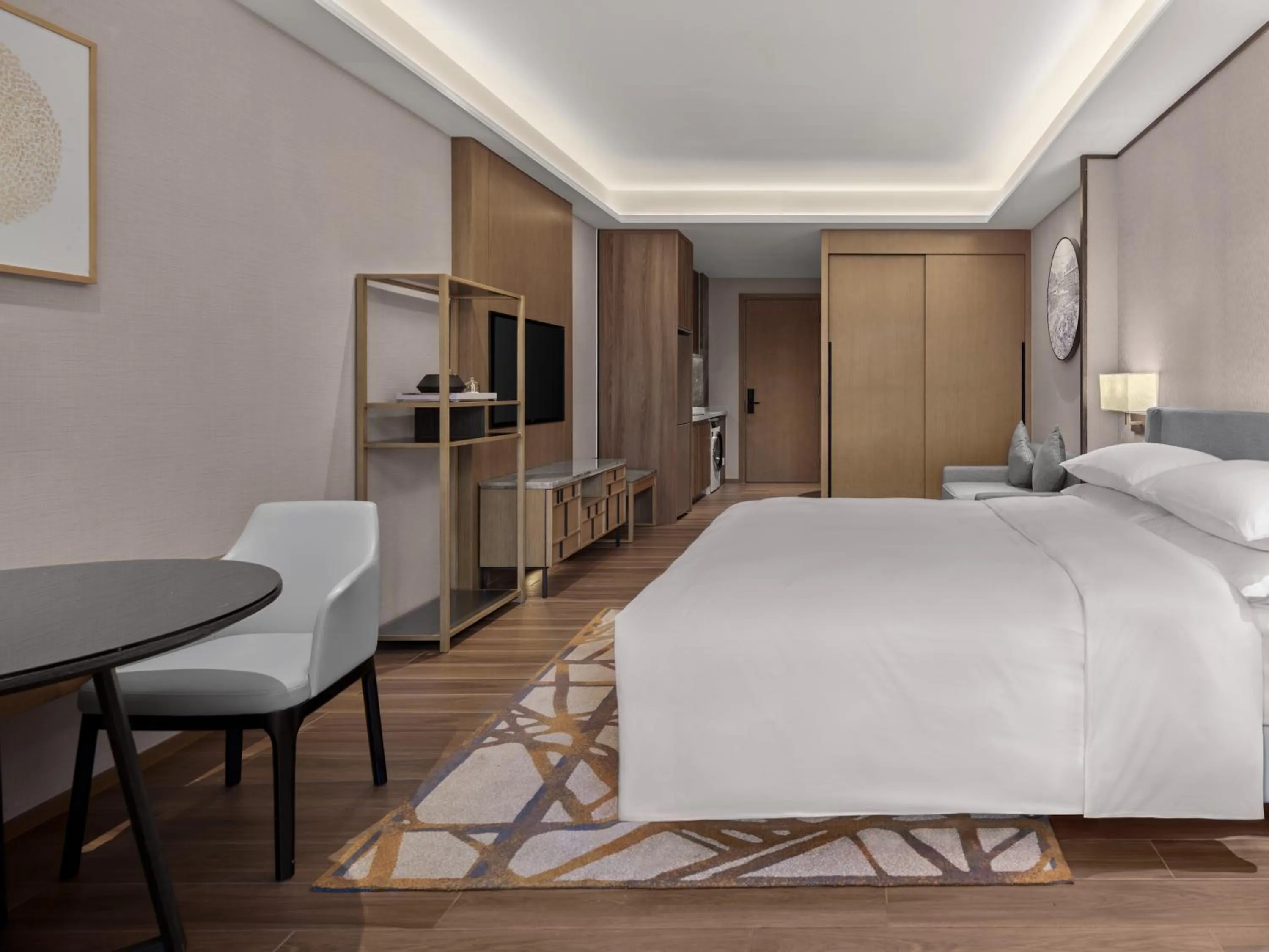 Bed in Dongguan Marriott Hotel