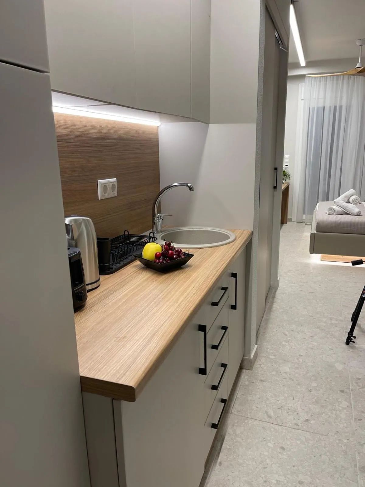 Kitchen or kitchenette in Plagia Relax Hotel