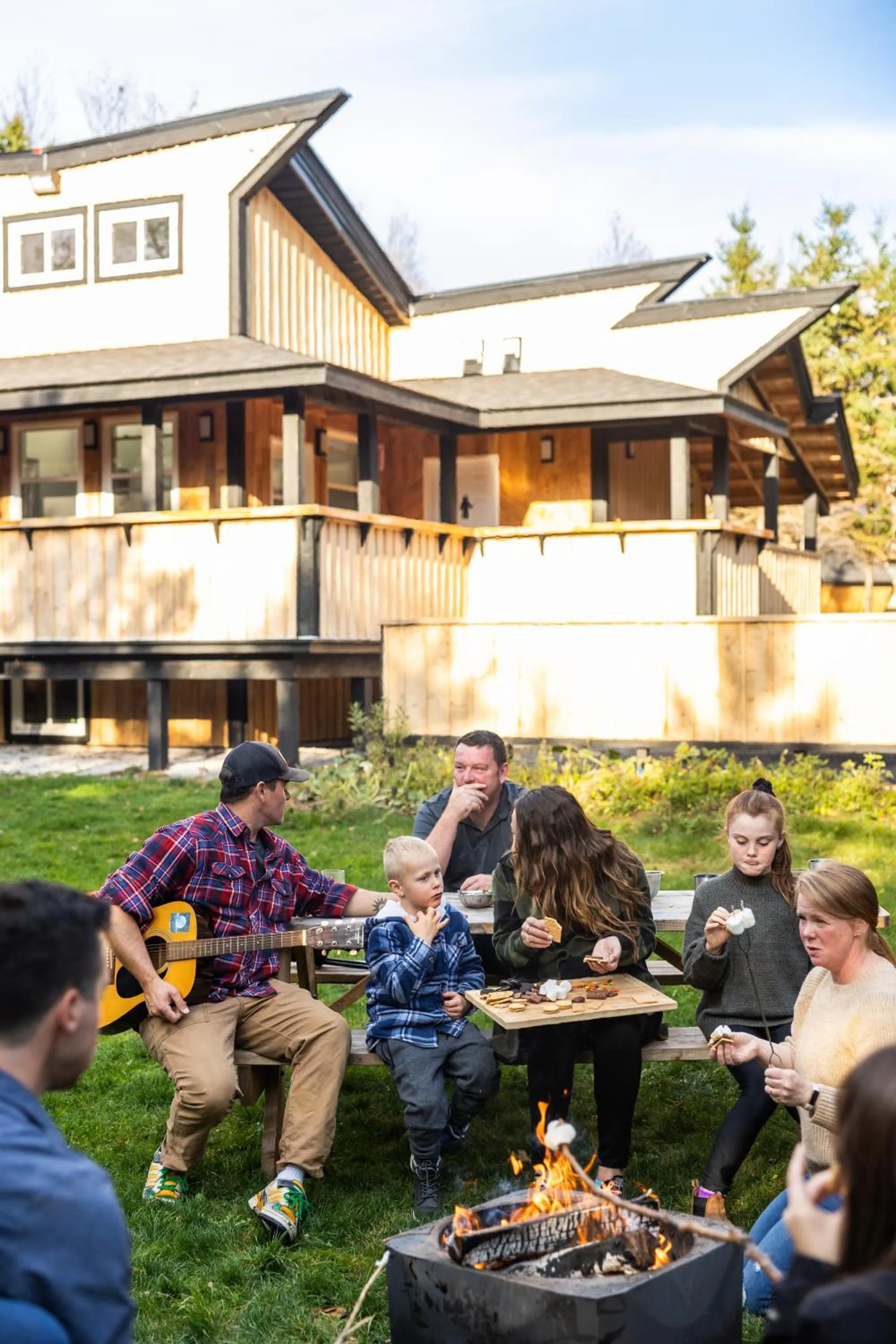 group of guests in Wild Pines Cabins