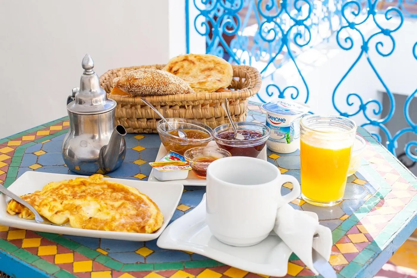 Continental breakfast in Hôtel Emeraude Essaouira