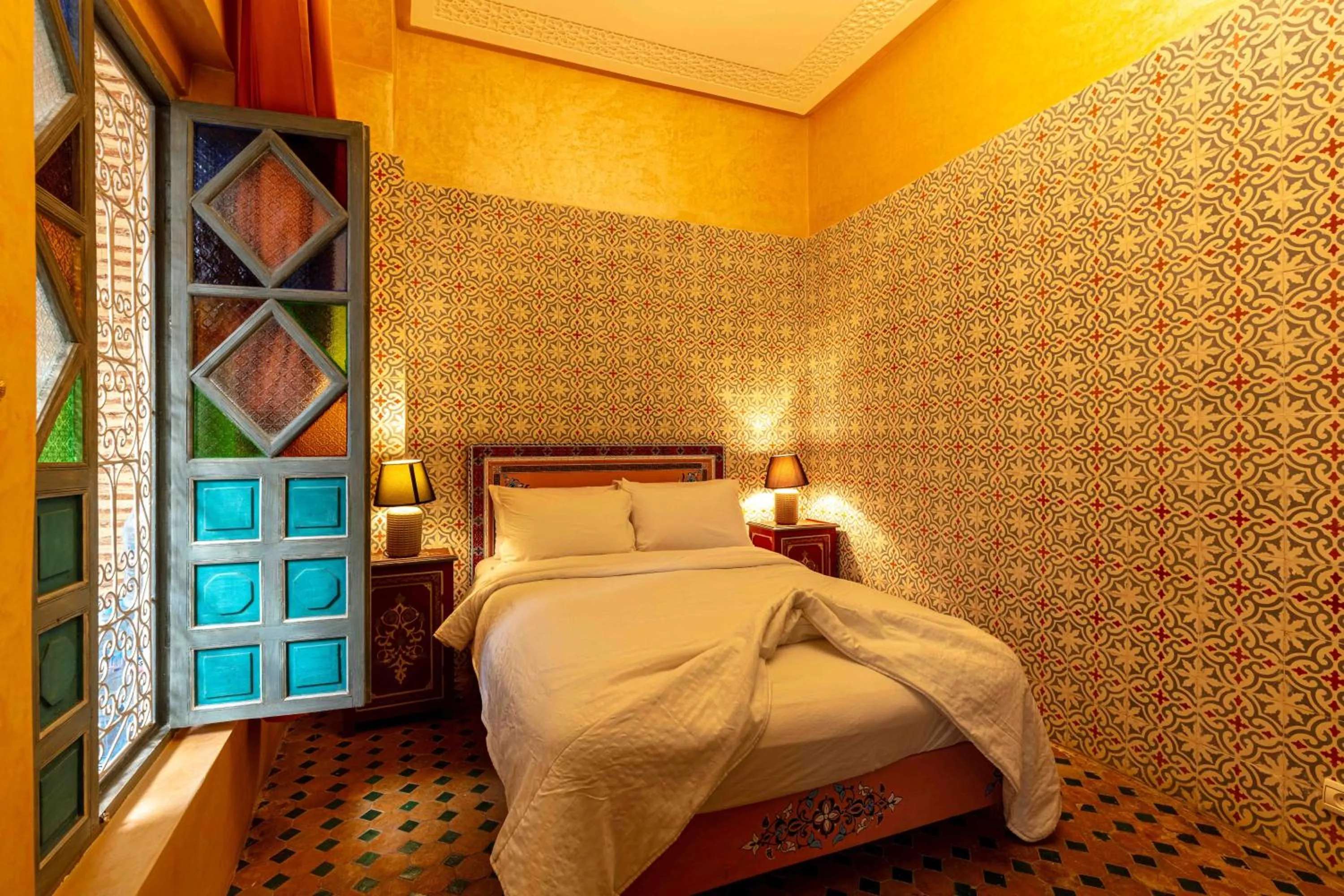 Bed in Riad Zinoun & Spa 11 Rooms