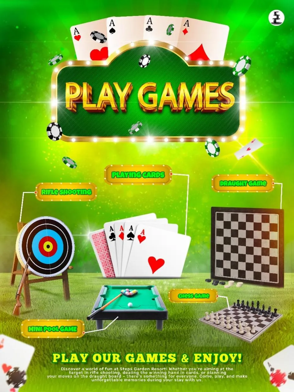 Game Room in Steps Garden Resort