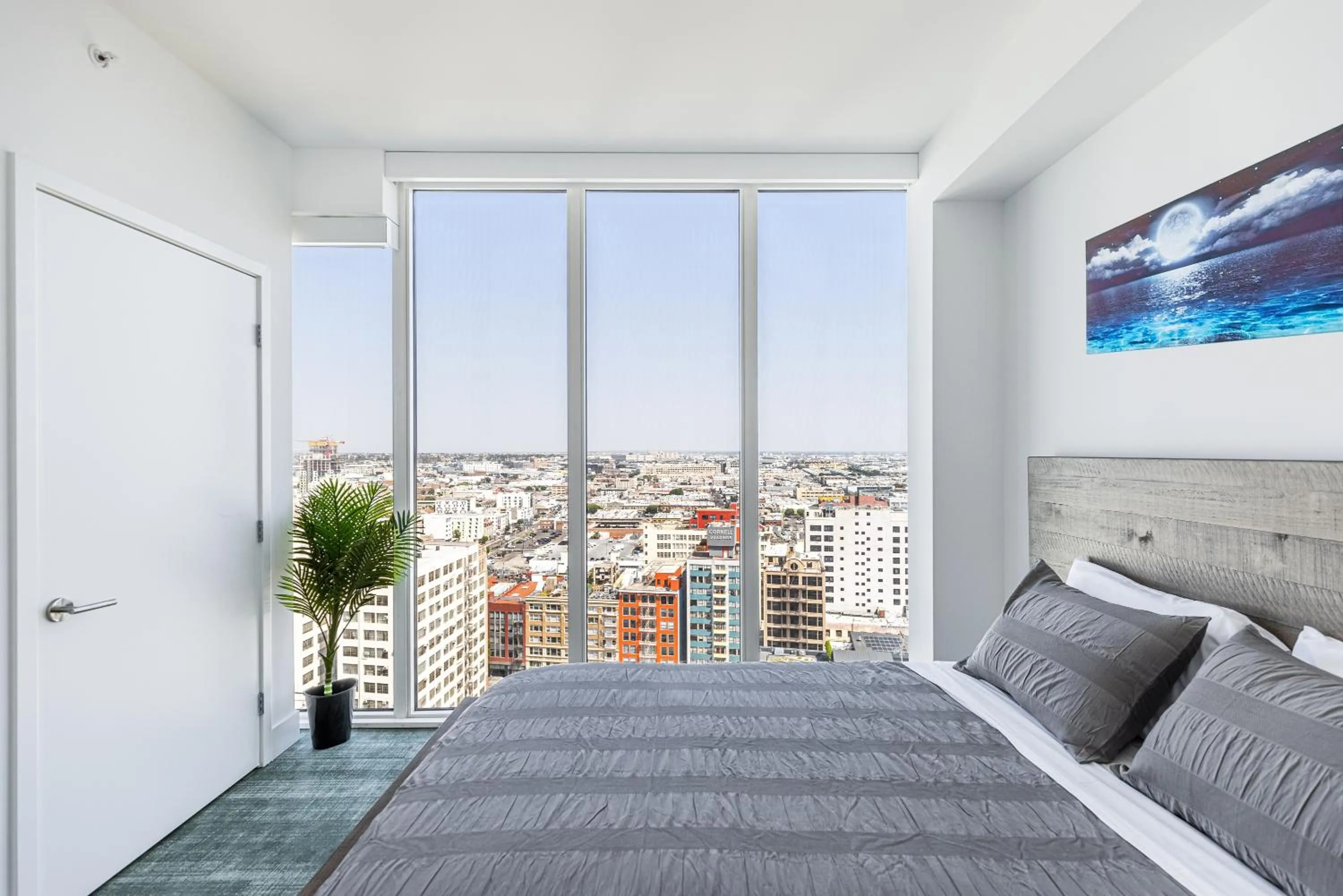 Bedroom, Bed in Top Floor High Rise 3 Bed DTLA Skyscraper Penthouse