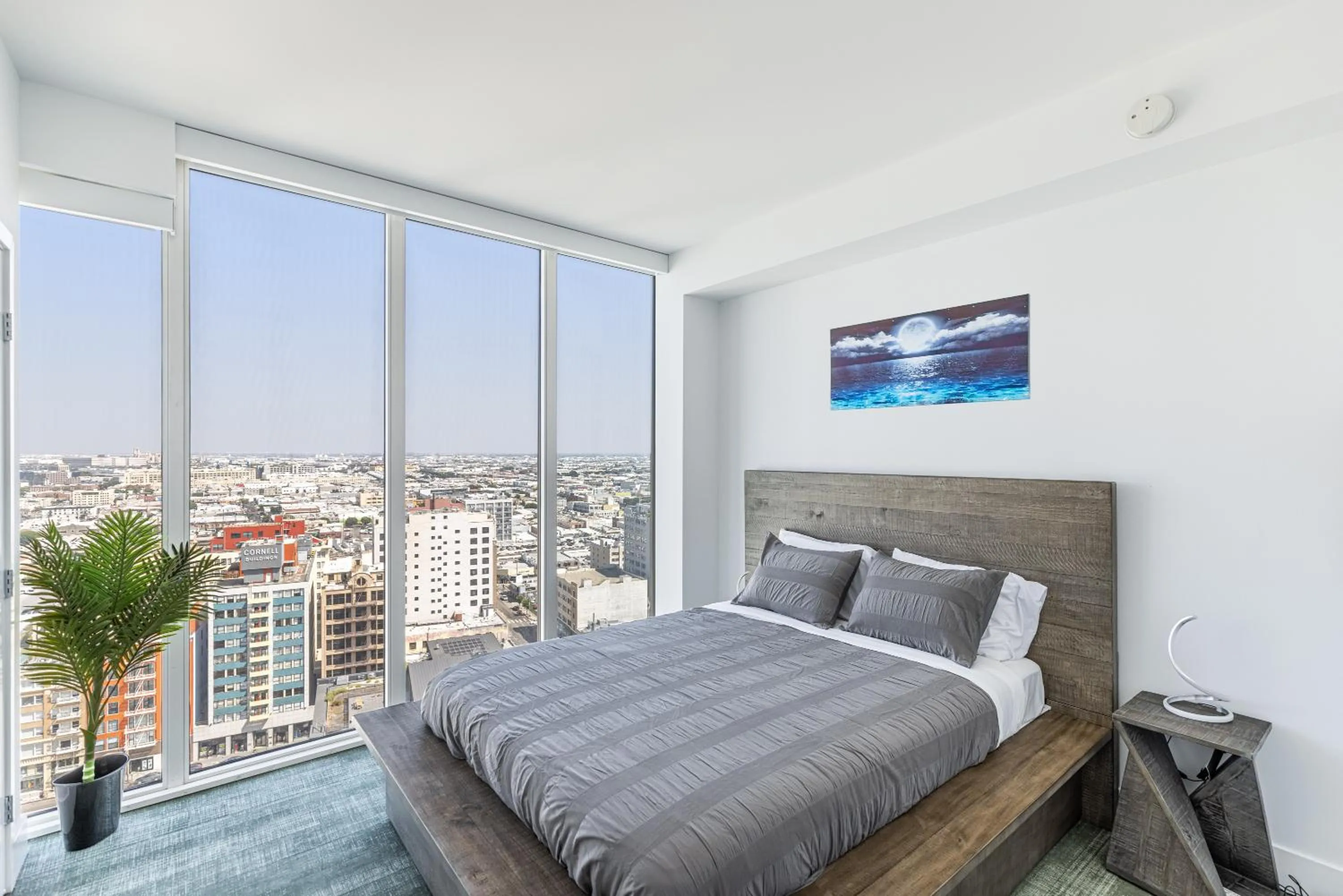 Bedroom, Bed in Top Floor High Rise 3 Bed DTLA Skyscraper Penthouse