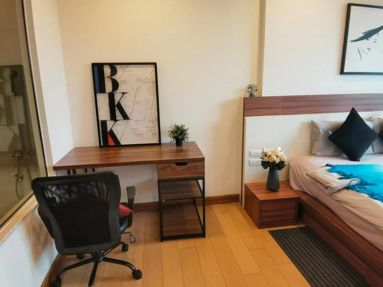 Bed in The Astra Condo Changkhlan in Chiang Mai