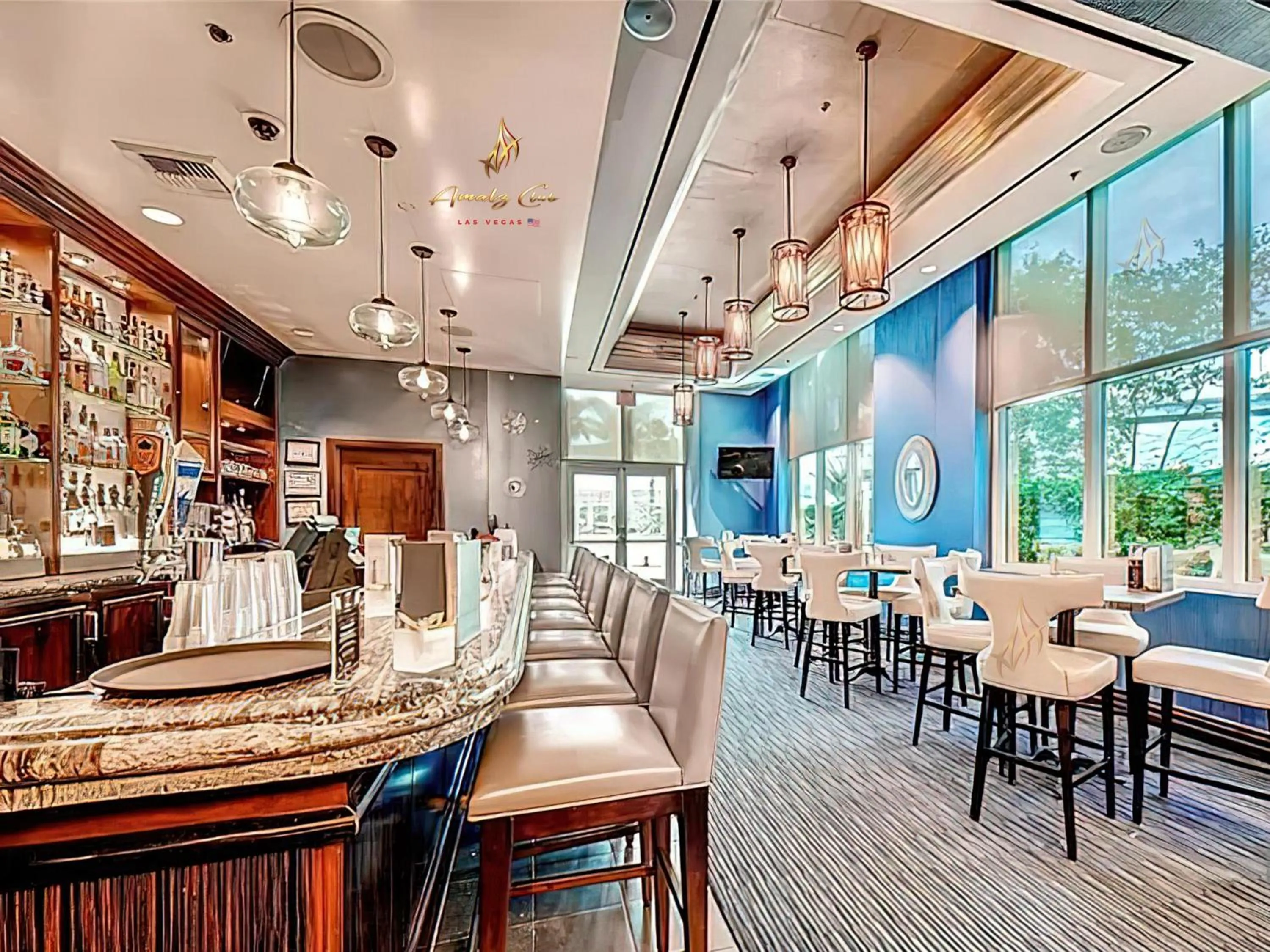 Lounge or bar in Amalz 2 Bedroom 3 Bathroom Balcony Suites at Mgm Signature !