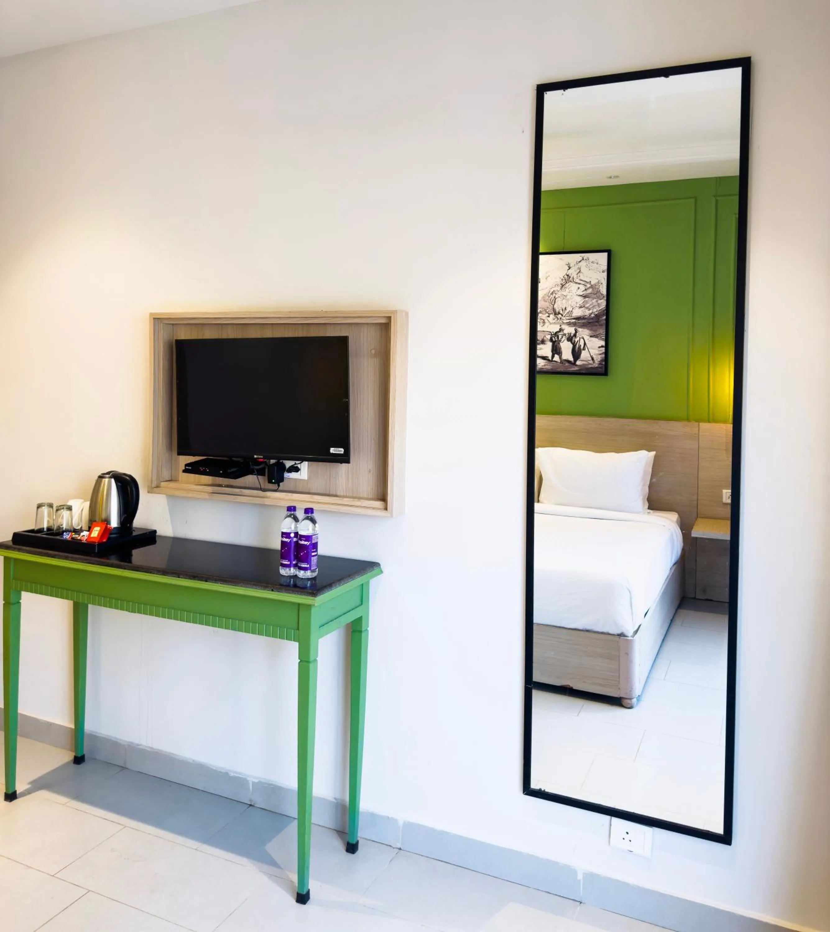 Decorative detail, Bed in Hotel Wonder Hills,Har ki Pauri Road Haridwar