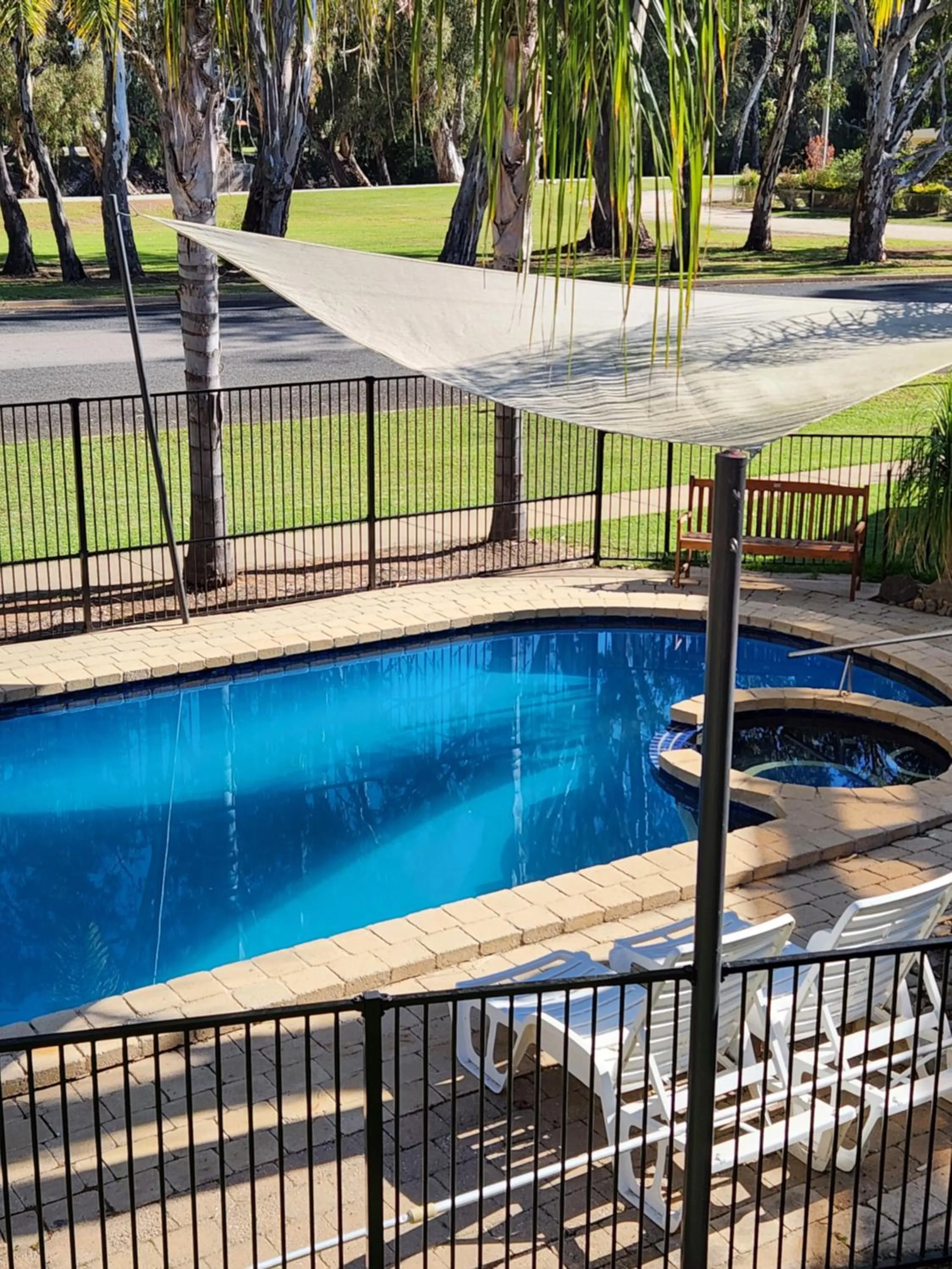 Pool view in Barham Bridge Motor Inn