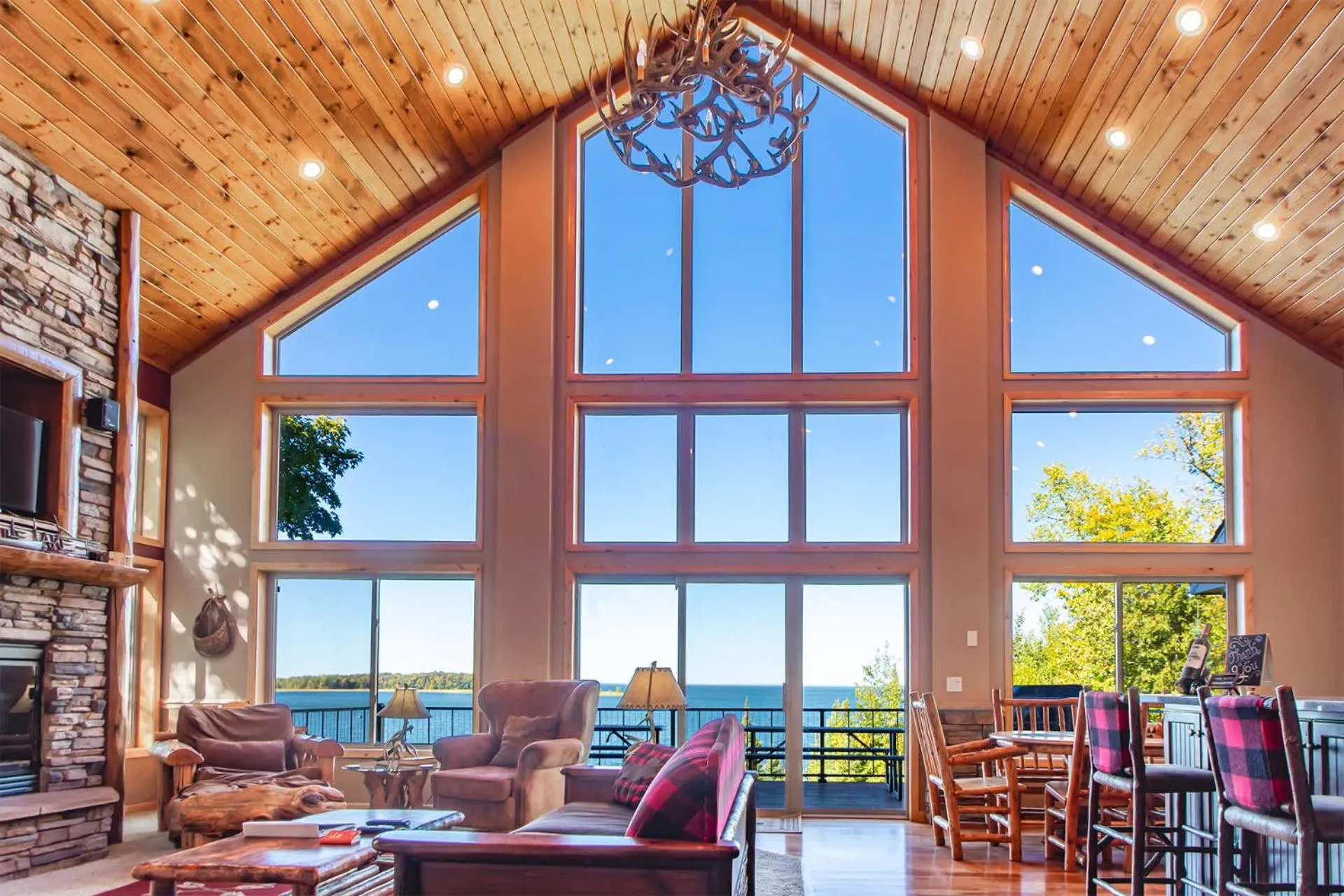 Spacious Leech Lake Home on 2 Private Acres, 200' of lake shore 15 Minutes to Walker with boat lift, dock, swimming, fire pit