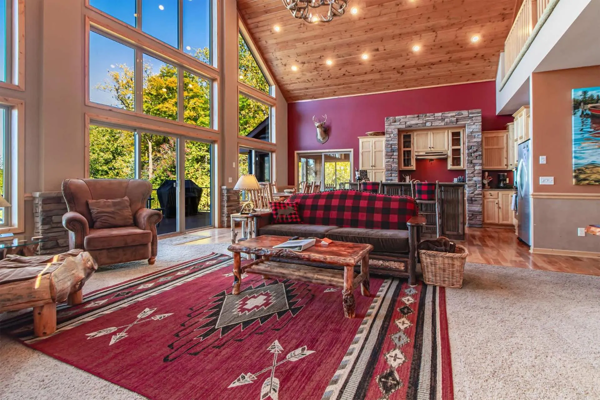 Spacious Leech Lake Home on 2 Private Acres, 200' of lake shore 15 Minutes to Walker with boat lift, dock, swimming, fire pit