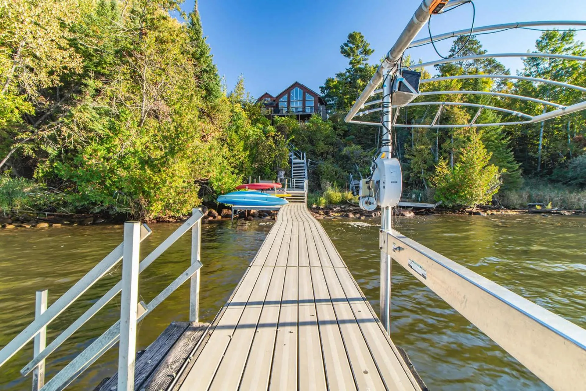 Spacious Leech Lake Home on 2 Private Acres, 200' of lake shore 15 Minutes to Walker with boat lift, dock, swimming, fire pit
