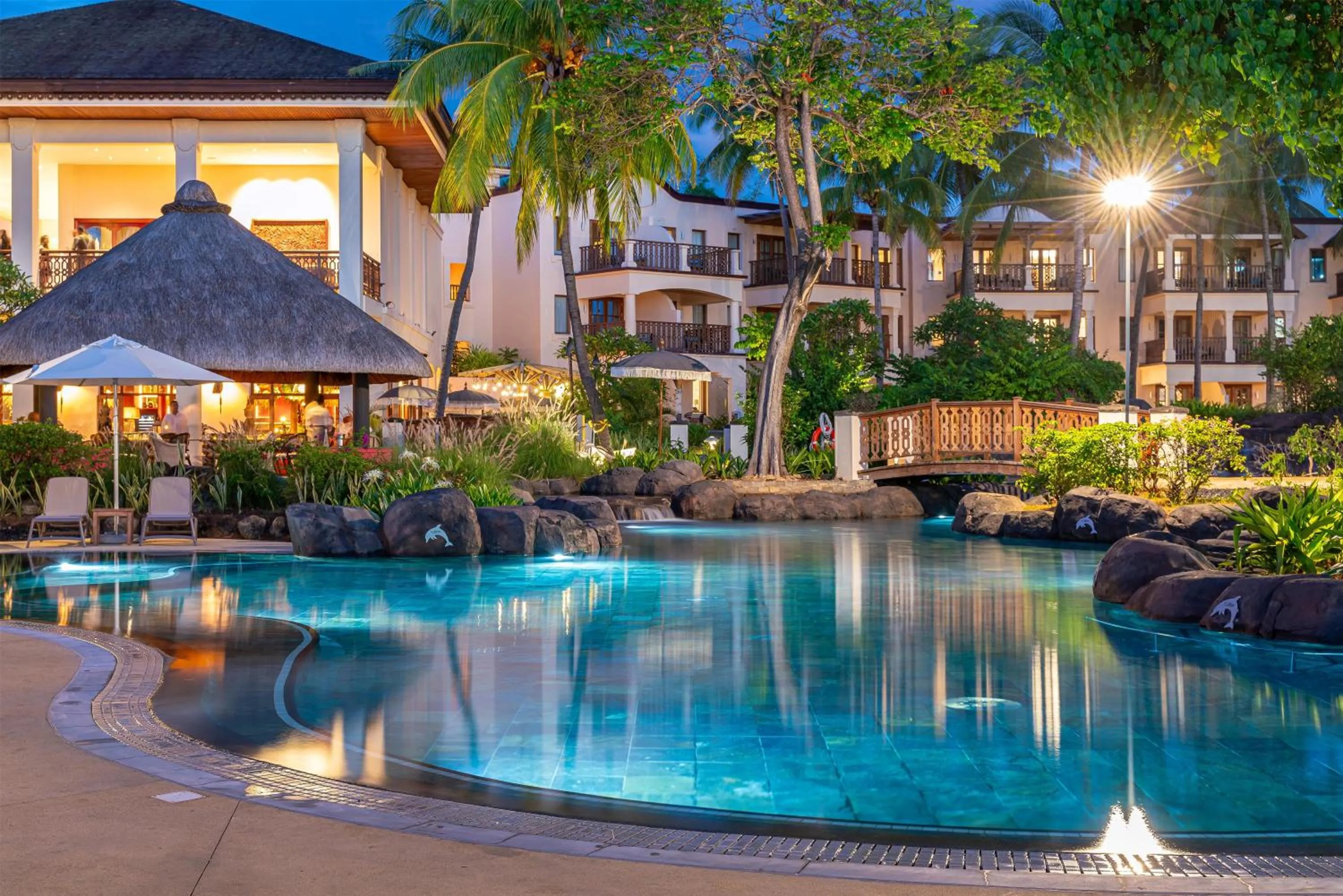 Pool view in Hilton Mauritius Resort & Spa