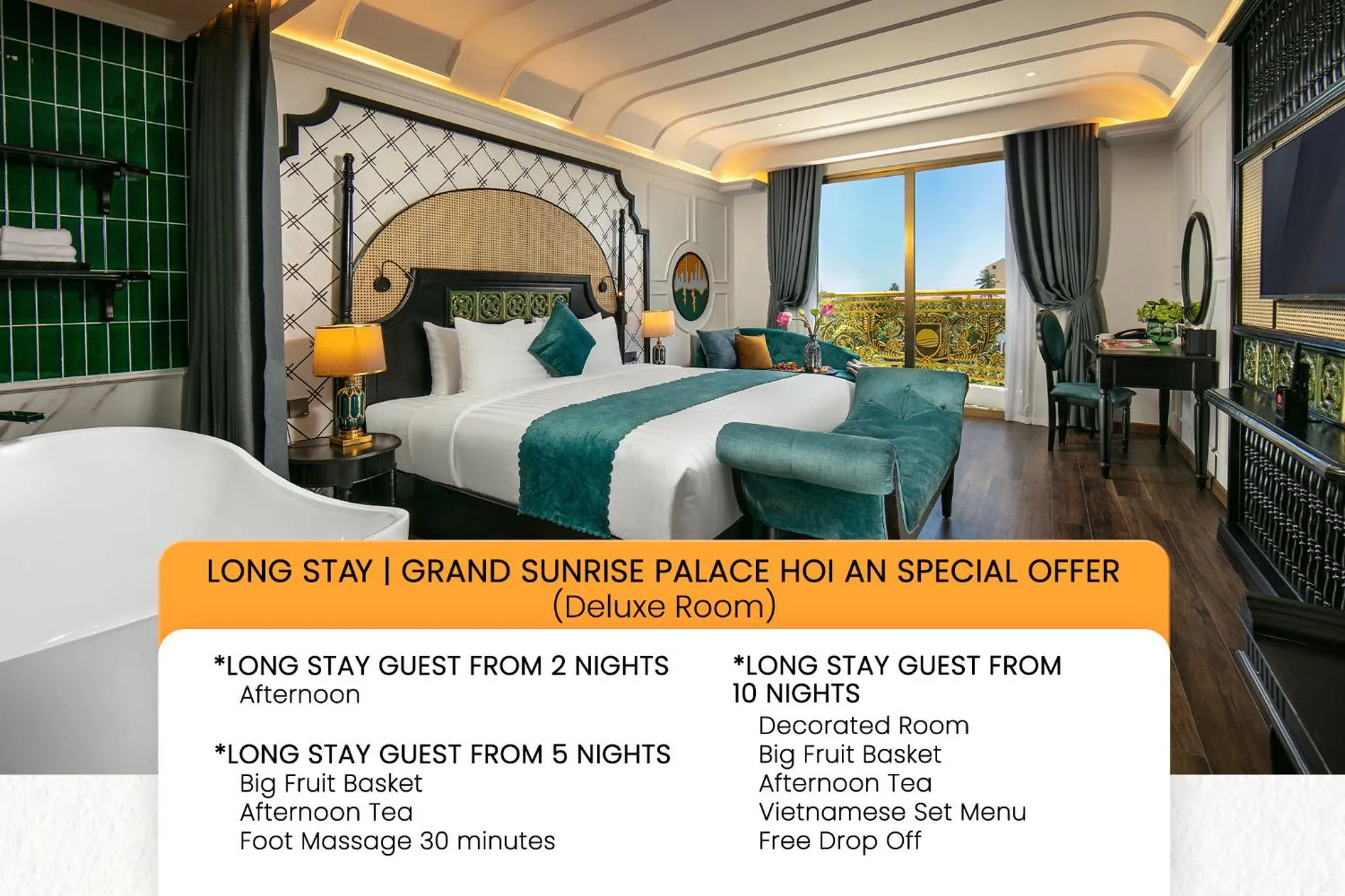 Photo of the whole room, Bed in Grand Sunrise Palace Hoi An- A Luxury Indochine Hotel & Spa