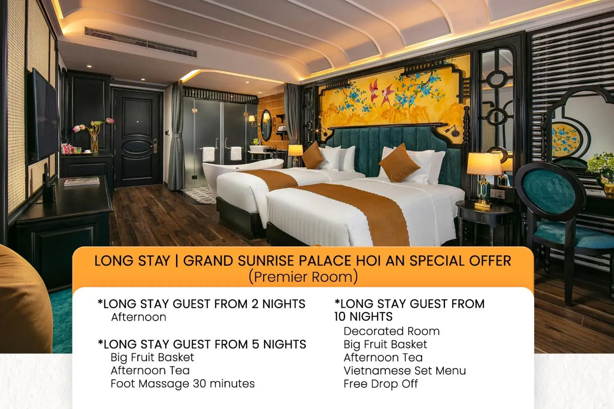 Premier King Room with Balcony in Grand Sunrise Palace Hoi An- A Luxury Indochine Hotel & Spa Premier King Room with Balcony in Grand Sunrise Palace Hoi An- A Luxury Indochine Hotel & Spa