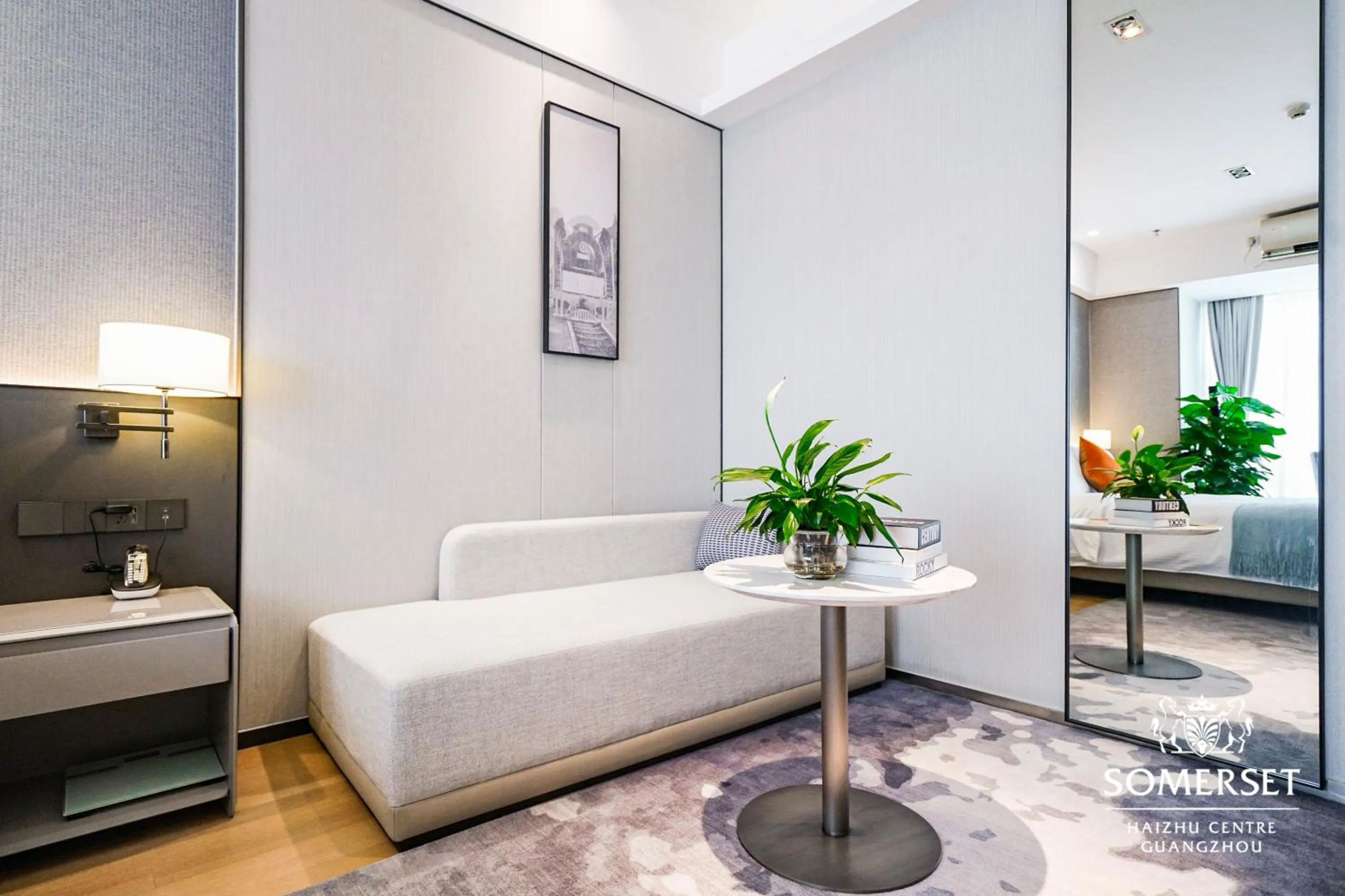 Seating area, Bed in Somerset Haizhu Centre Guangzhou