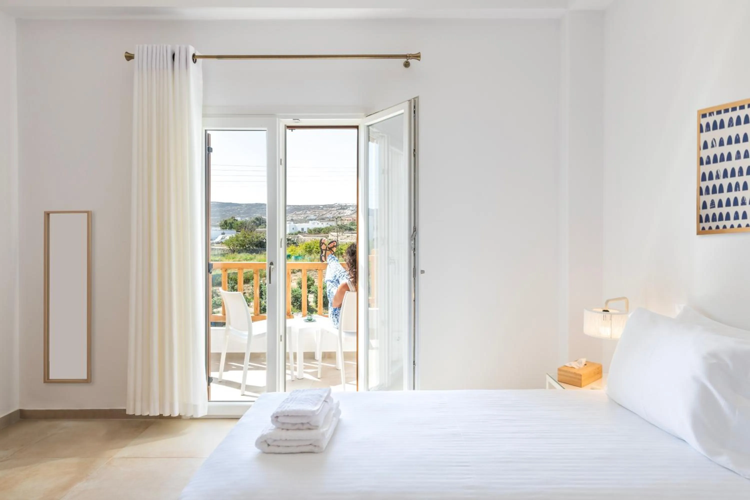 Bed in Mykonaki Hotel