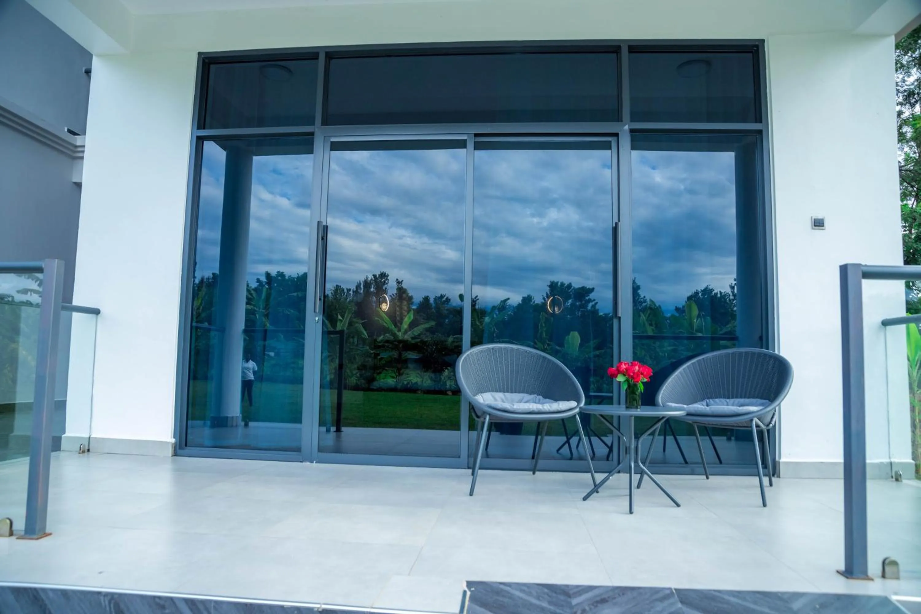 Patio in Shose Farmhouse Chalets & Campsite