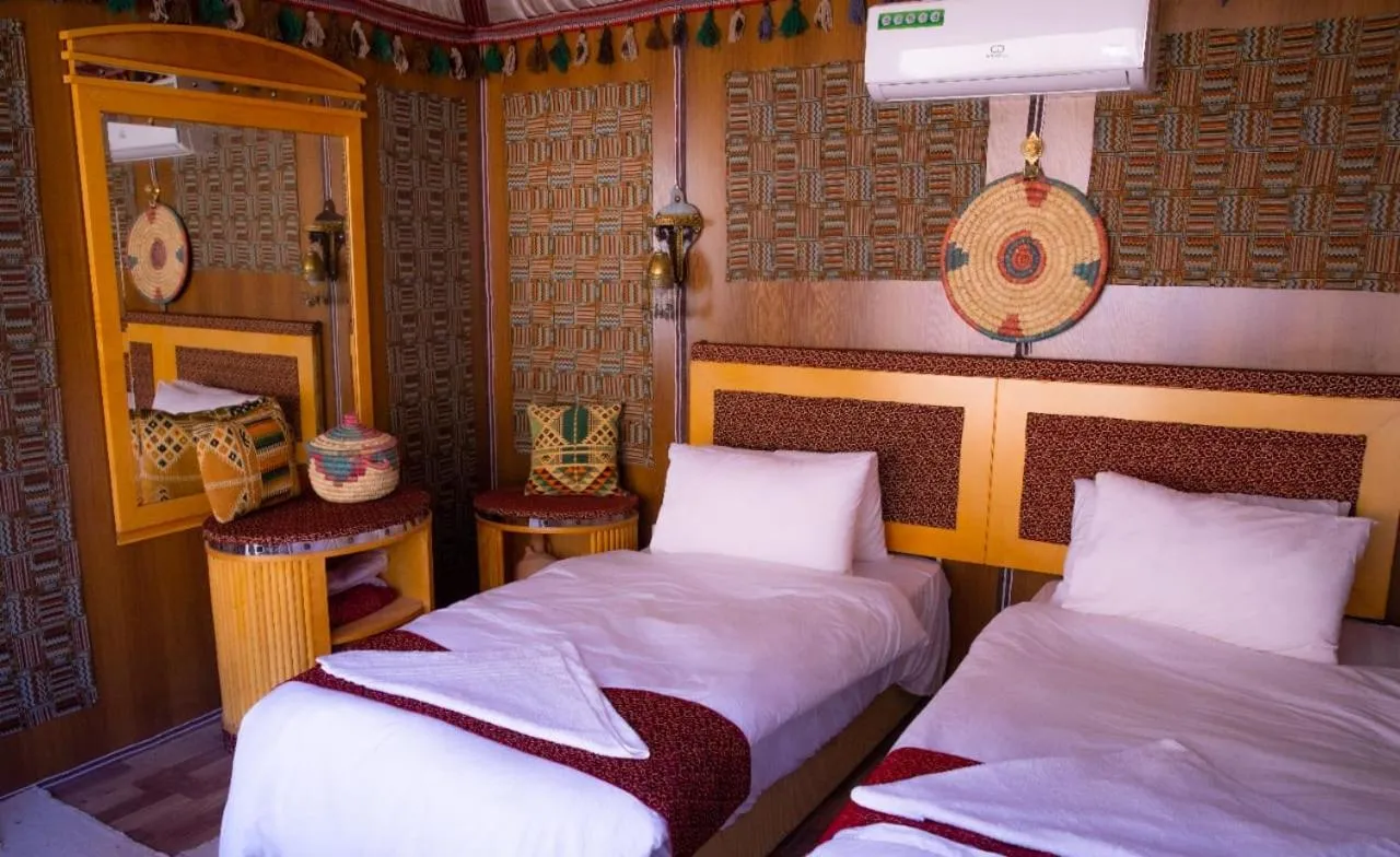 Bed in Wadi Rum Majestic Camp