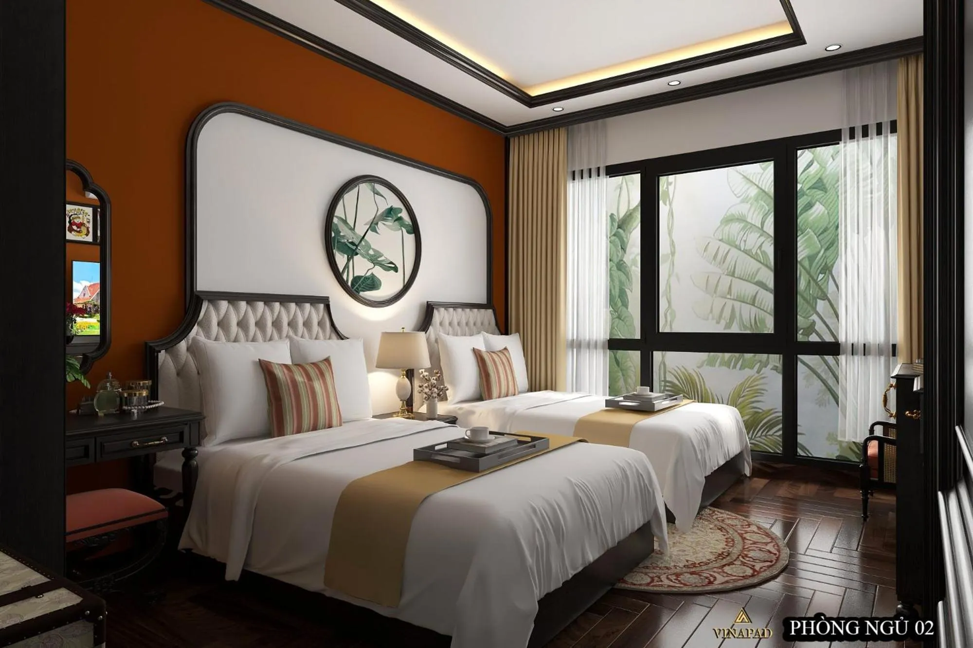 Bed in Moma Paris Hotel Ninh Bình