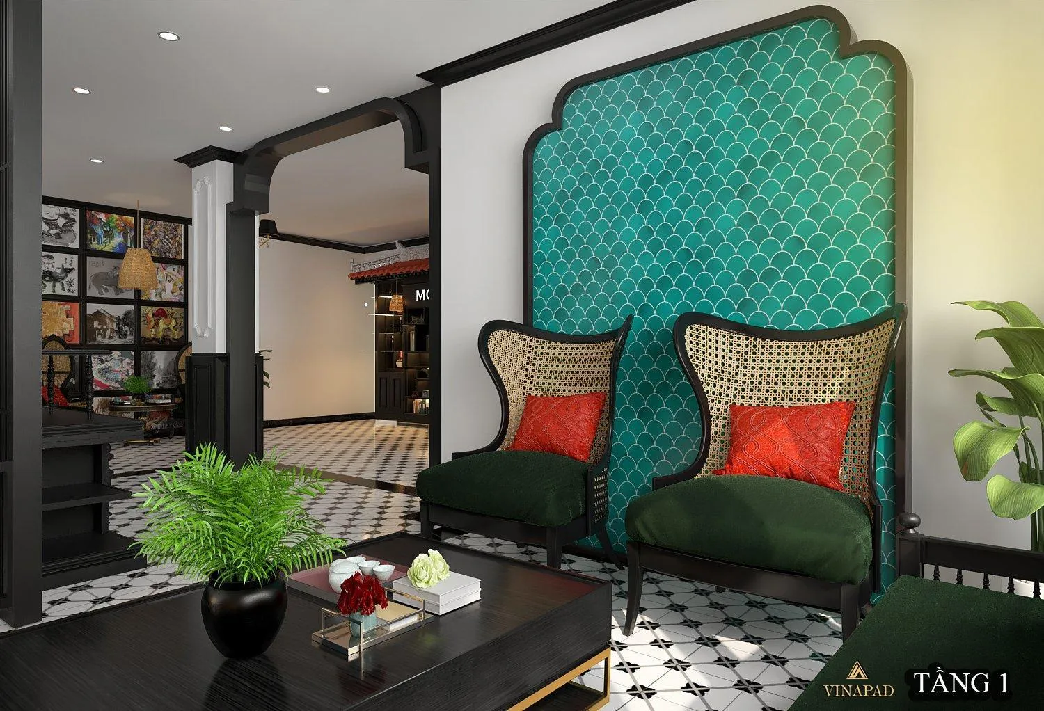 Seating area in Moma Paris Hotel Ninh Bình