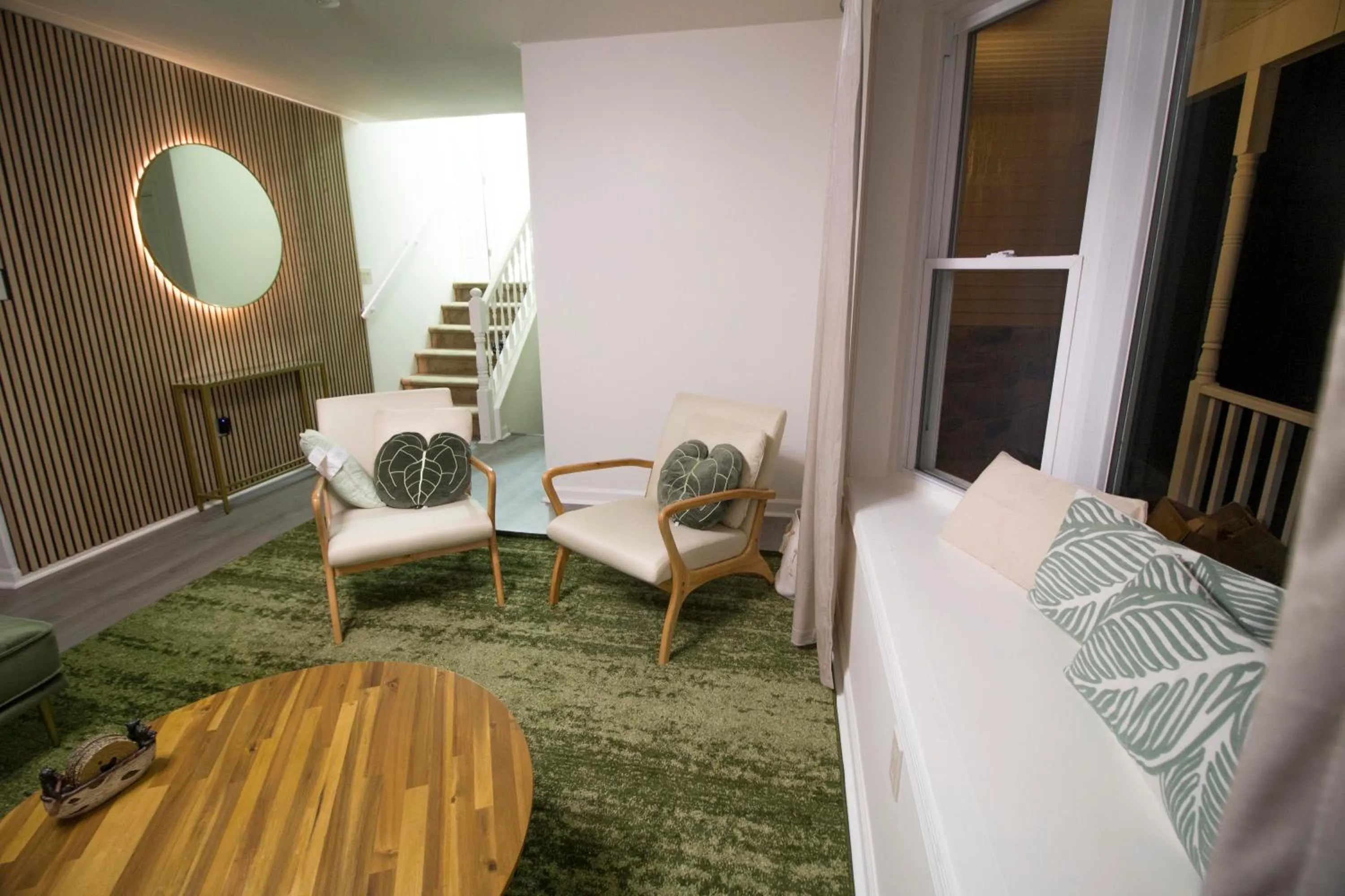 Living room, Bed in Stunning Poconos Villa- Hot Tub, Pool, Game Room, BBQ & more