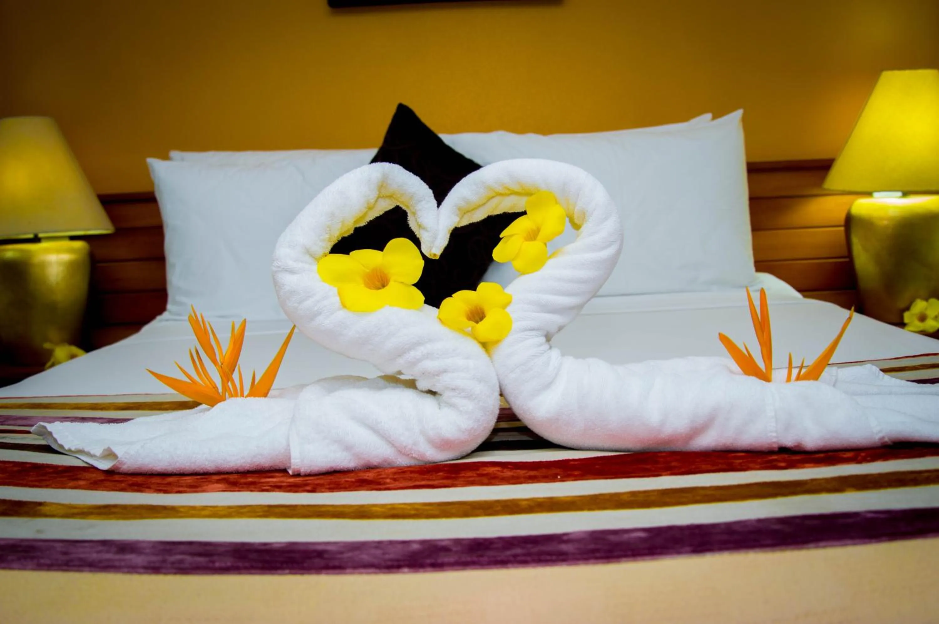 Pool view, Bed in Hexagon International Hotel, Villas & Spa