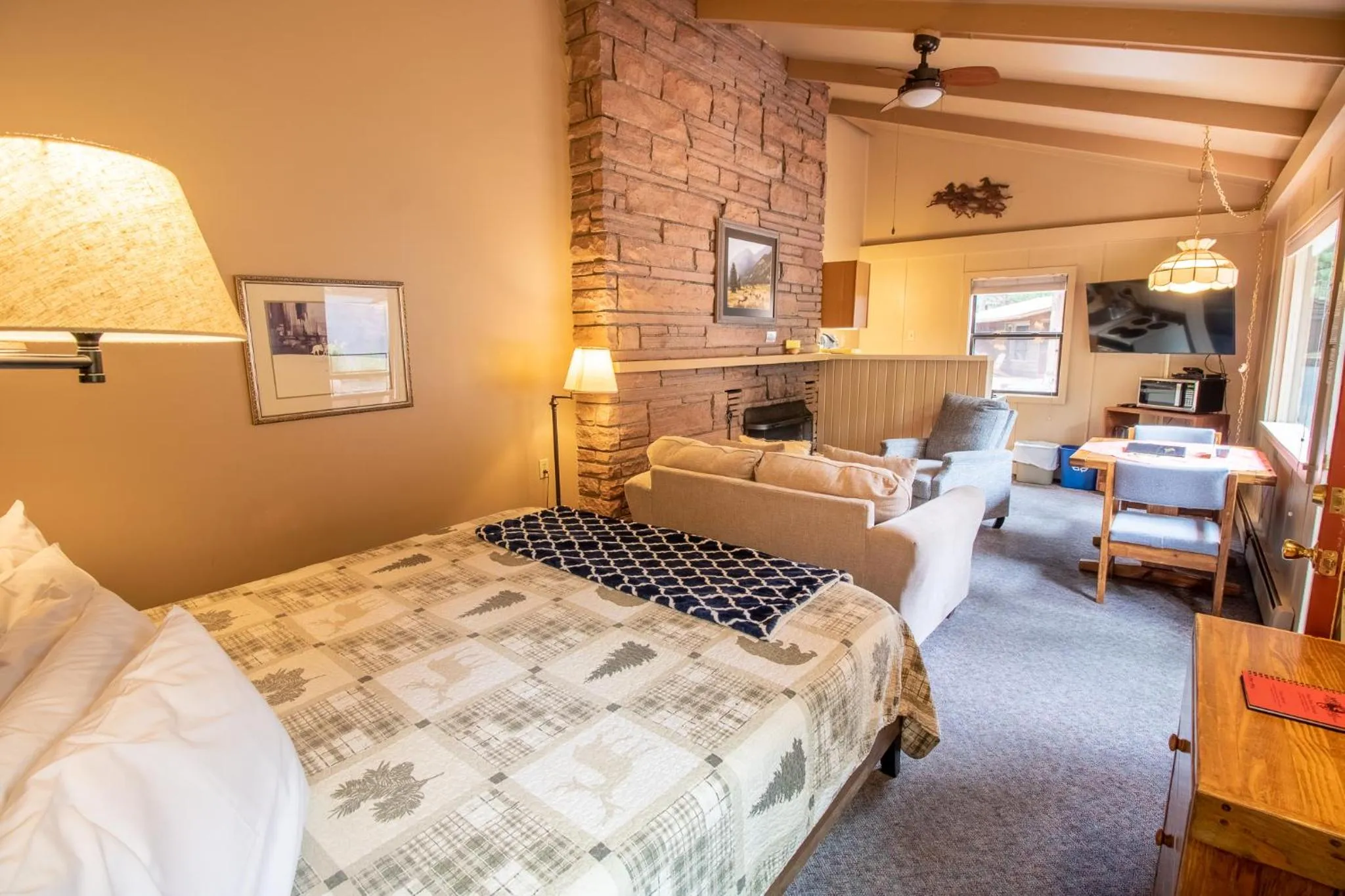 Bed in Castle Mountain Lodge