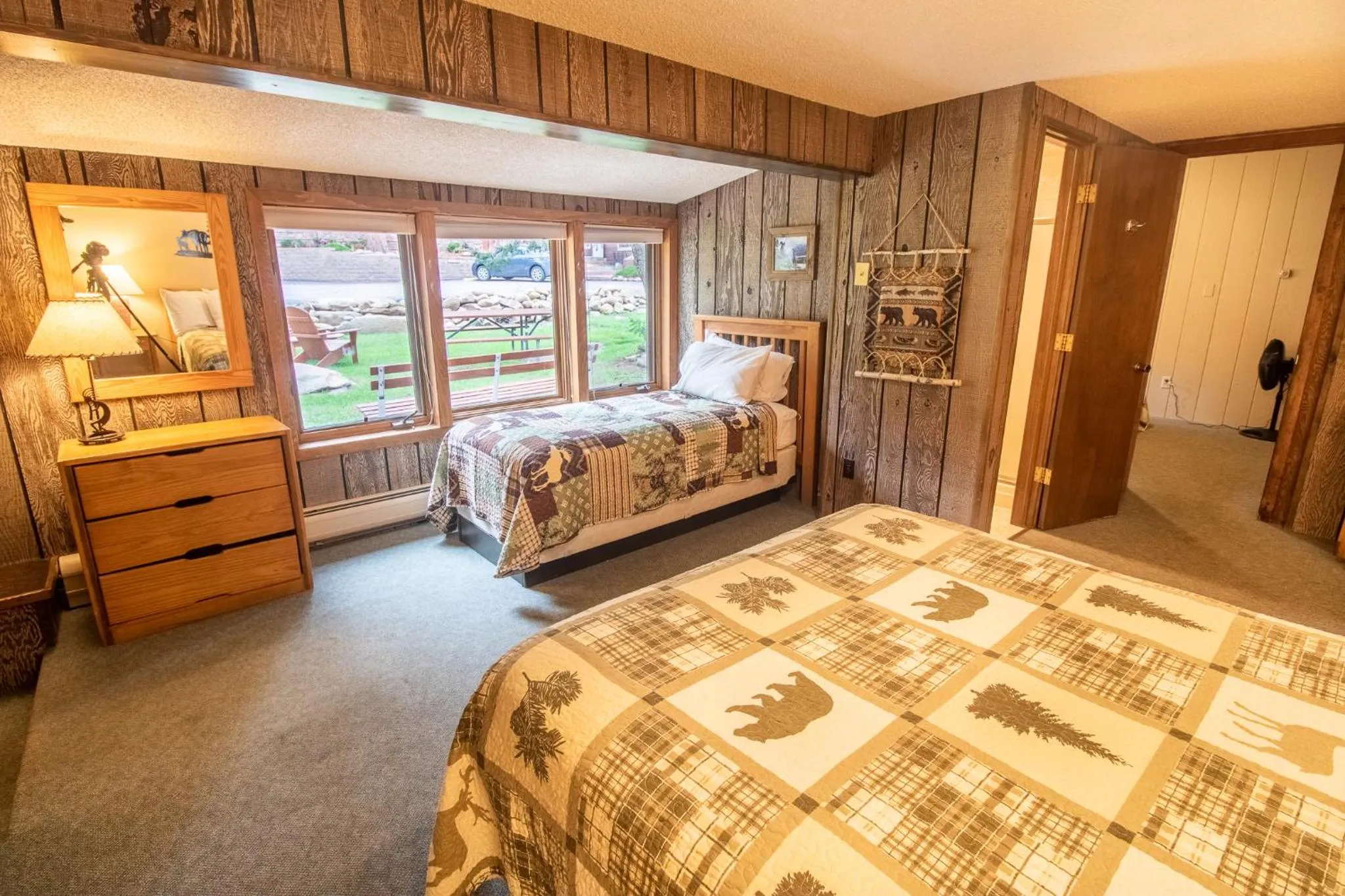 Bed in Castle Mountain Lodge
