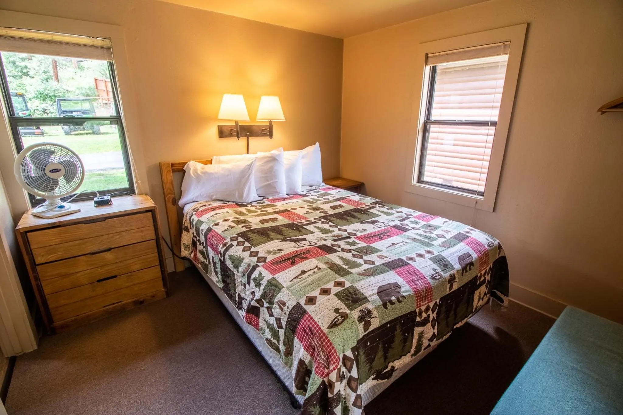 Bed in Castle Mountain Lodge