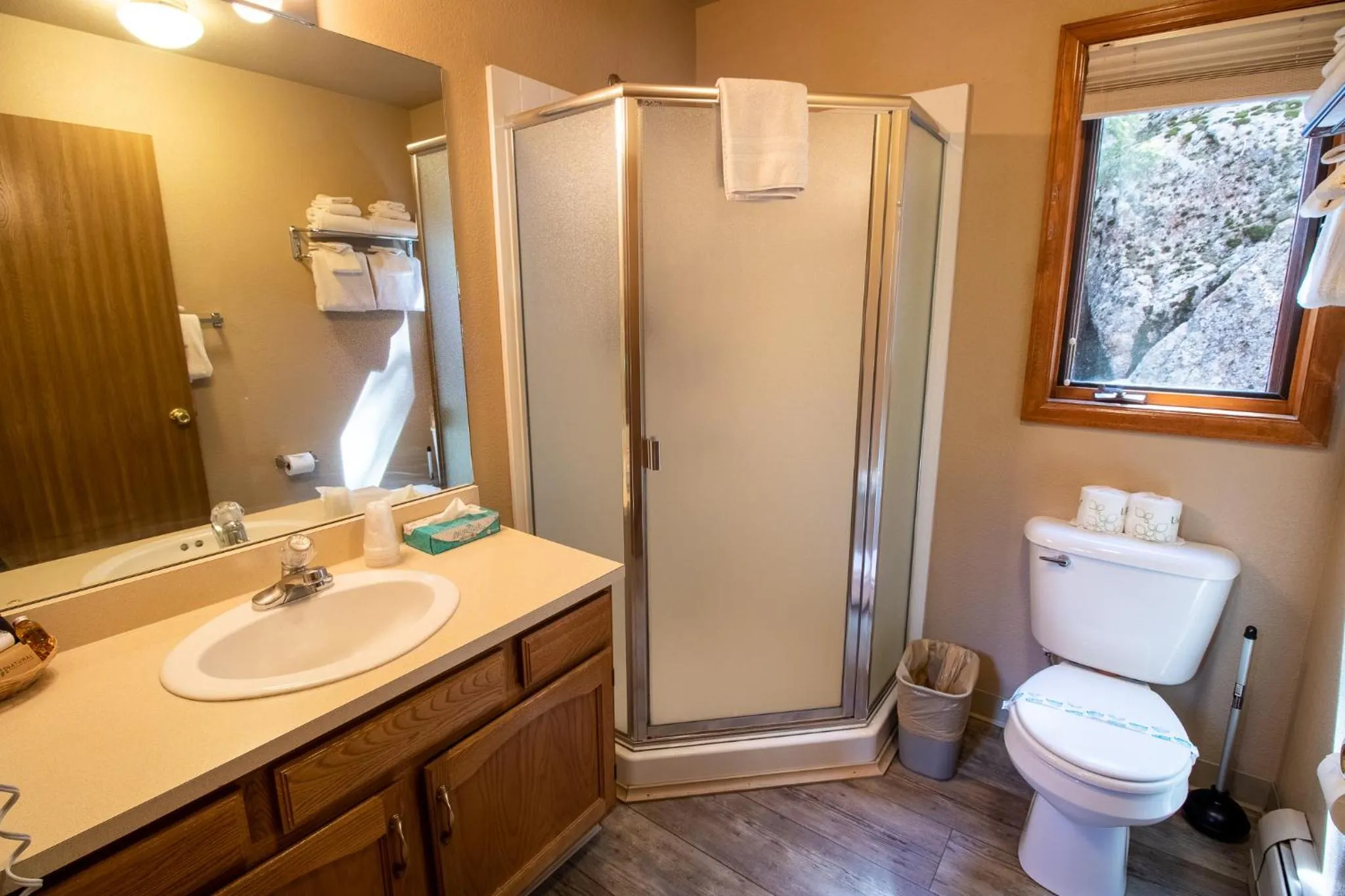 Shower in Castle Mountain Lodge