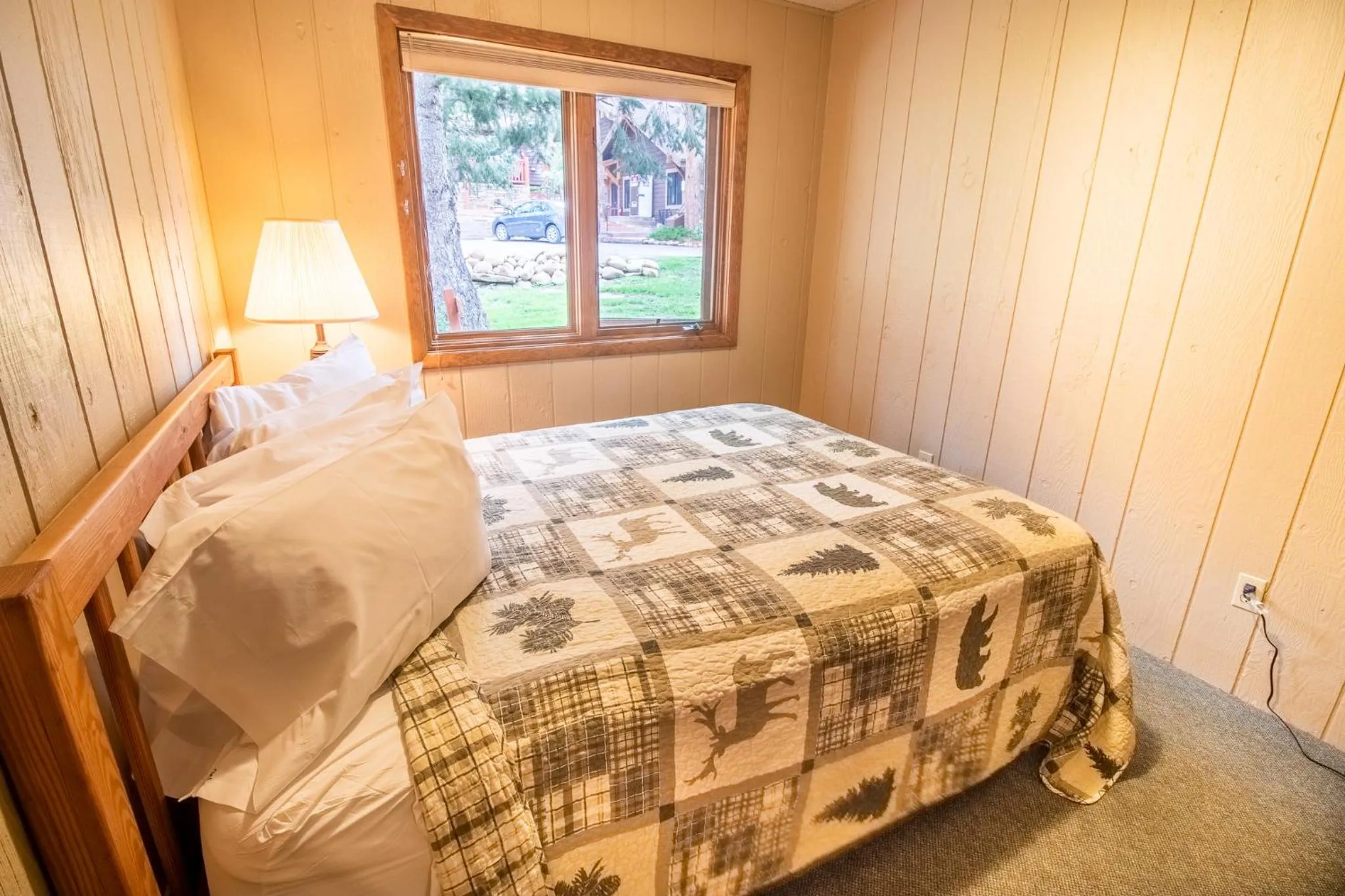 Bed in Castle Mountain Lodge