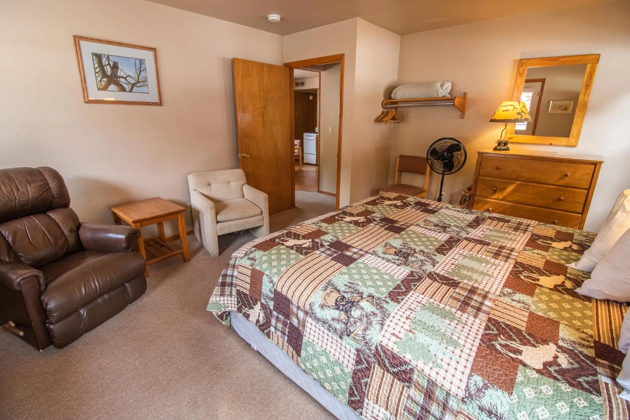 Bed in Castle Mountain Lodge