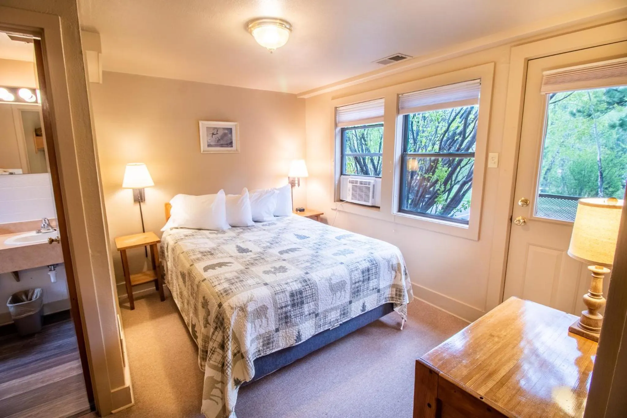 Bed in Castle Mountain Lodge