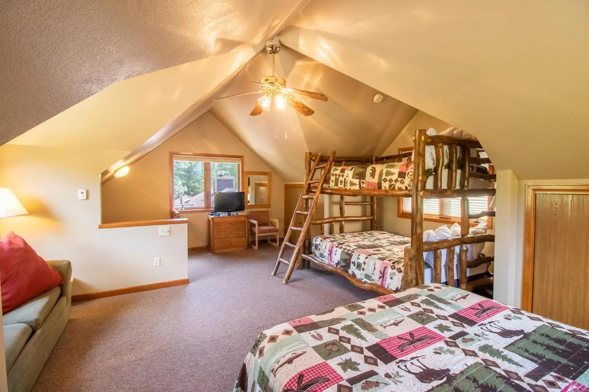 Bed in Castle Mountain Lodge