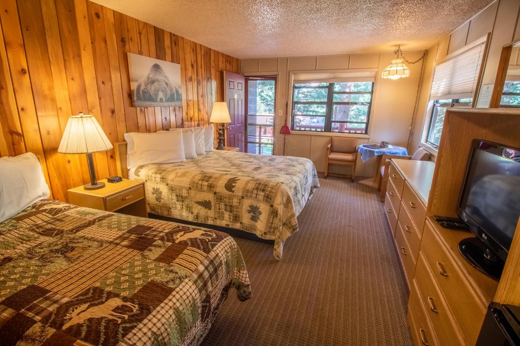 Bed in Castle Mountain Lodge