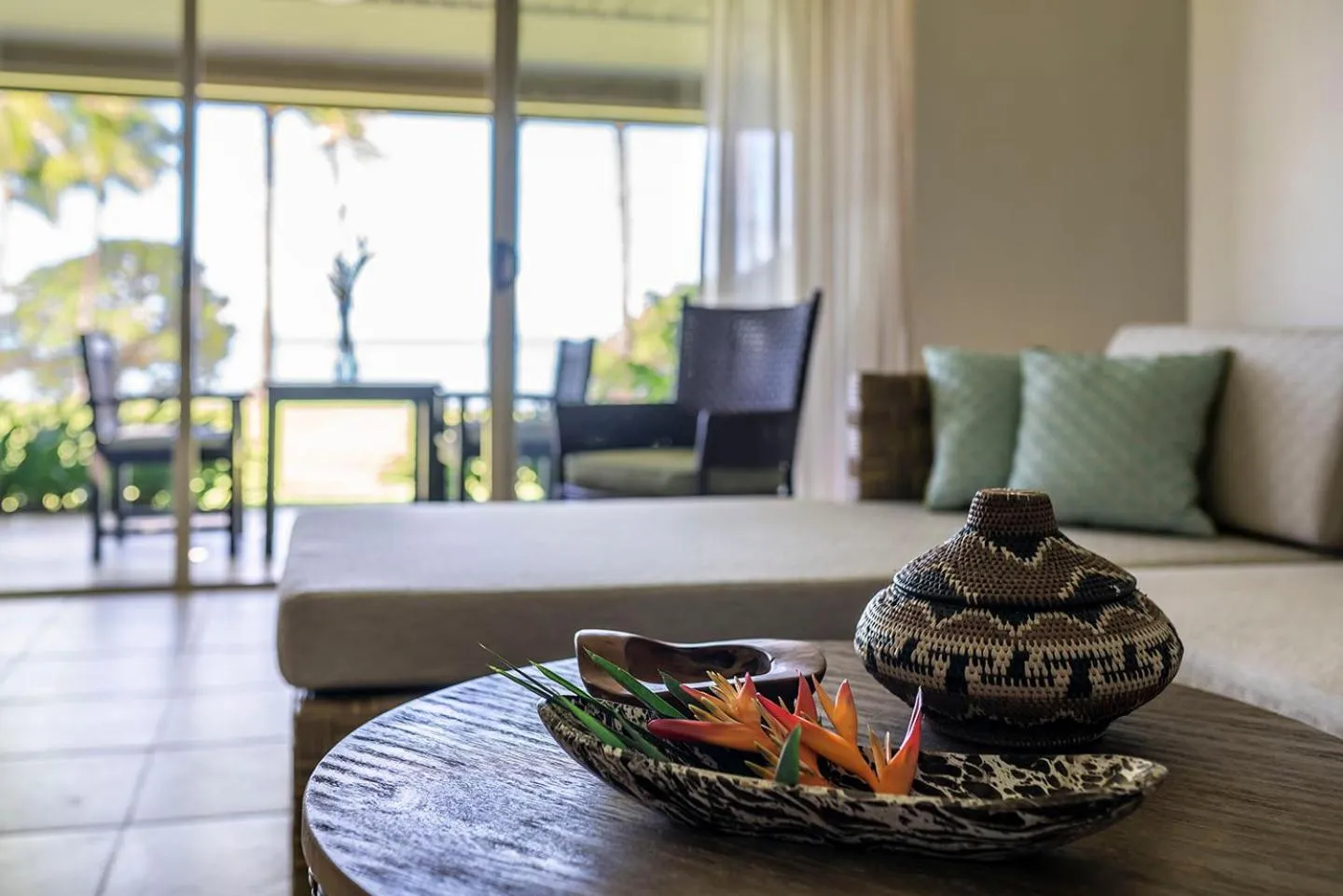 Living room in Shangri-La Yanuca Island, Fiji
