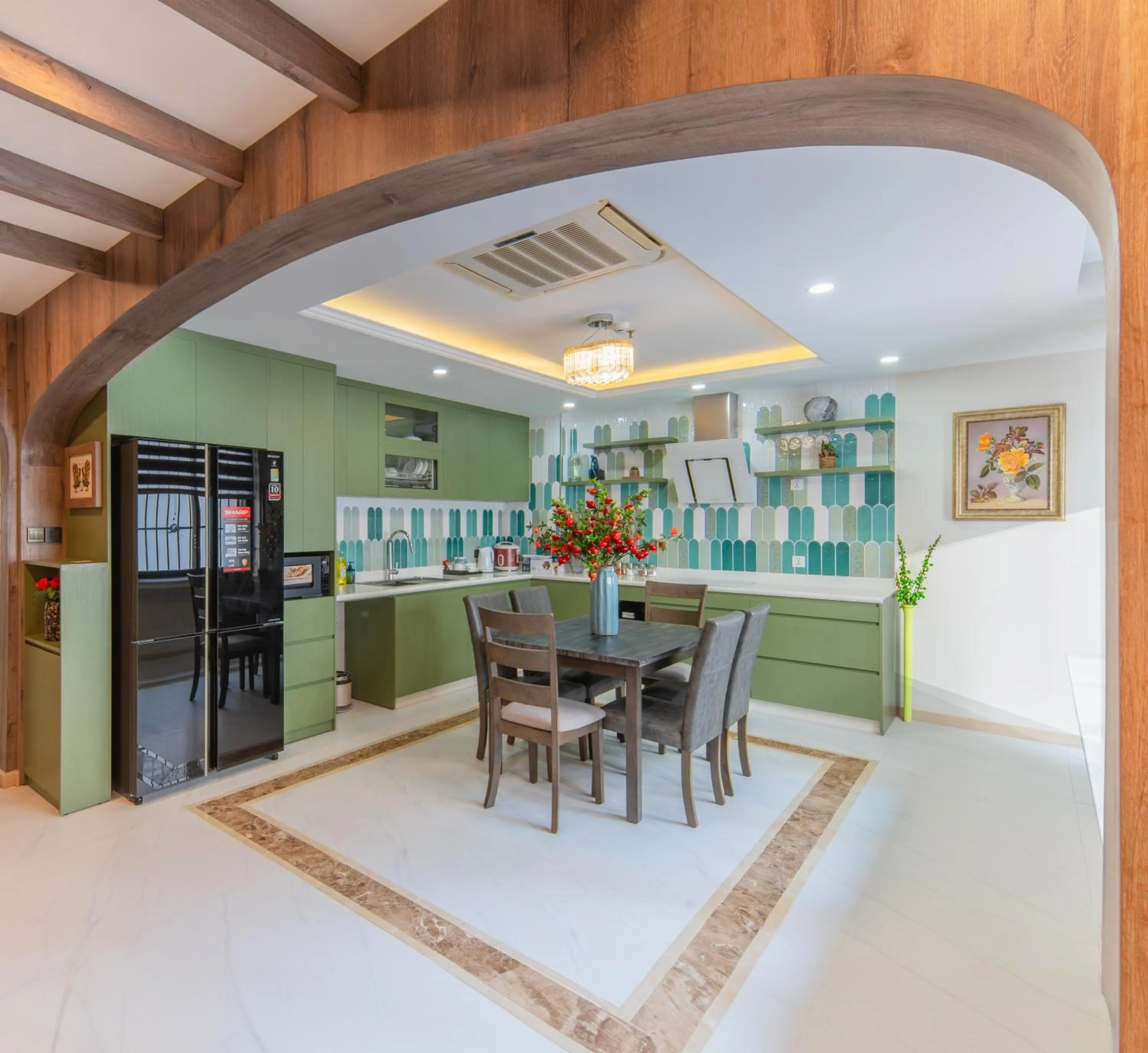 Kitchen or kitchenette in Aaron Boutique Hotel