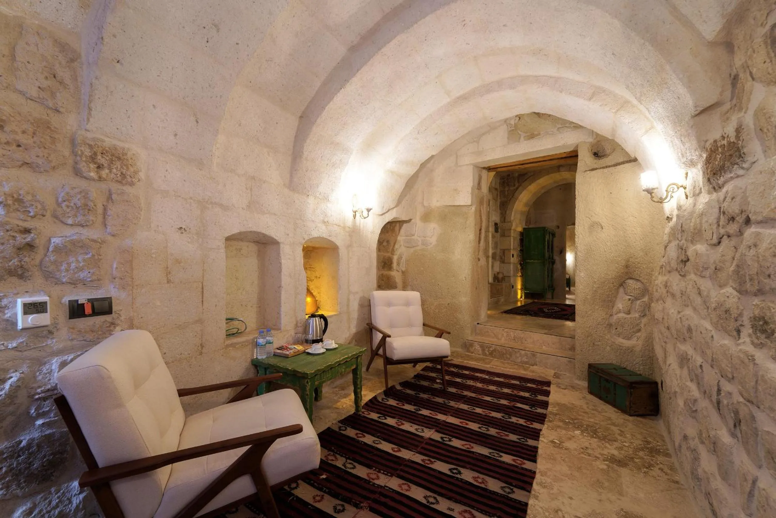 Seating area in Doctor's Cave Cappadocia