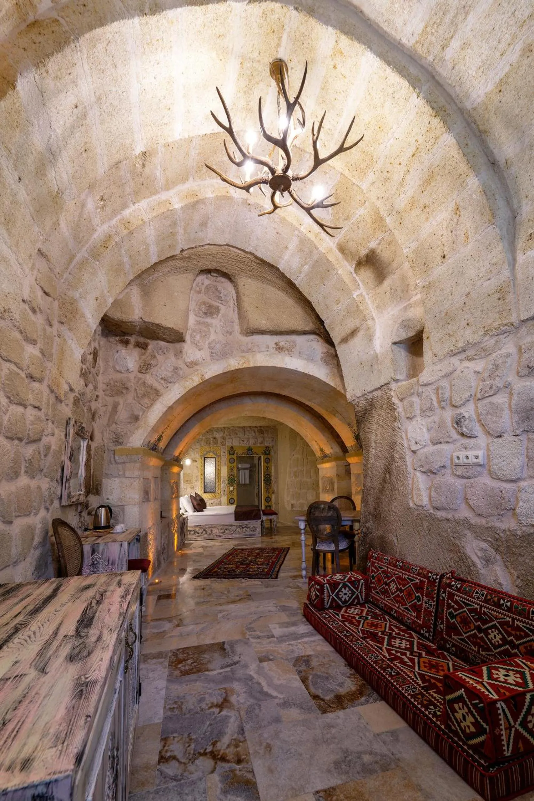 Seating area in Doctor's Cave Cappadocia