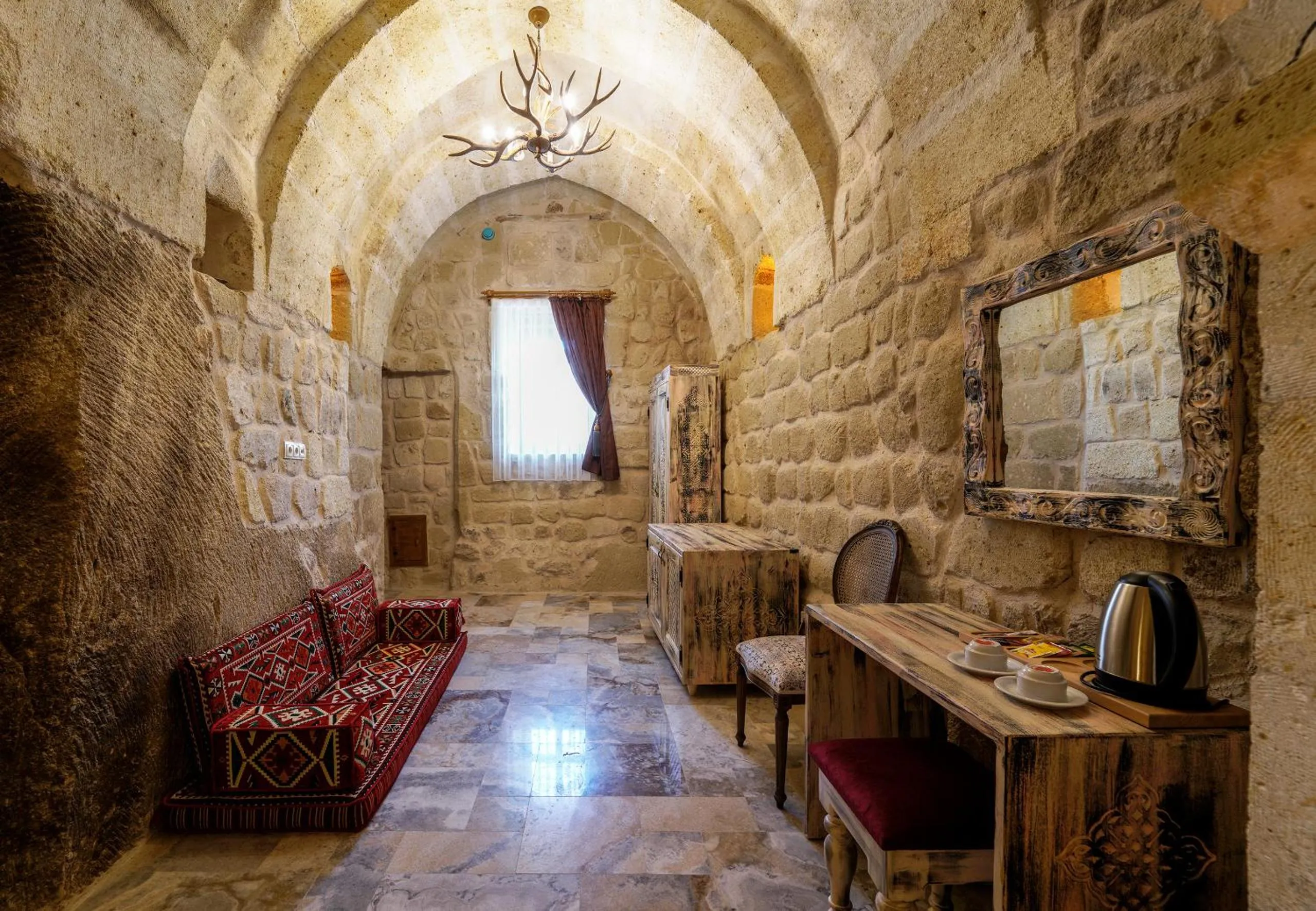 Seating area in Doctor's Cave Cappadocia