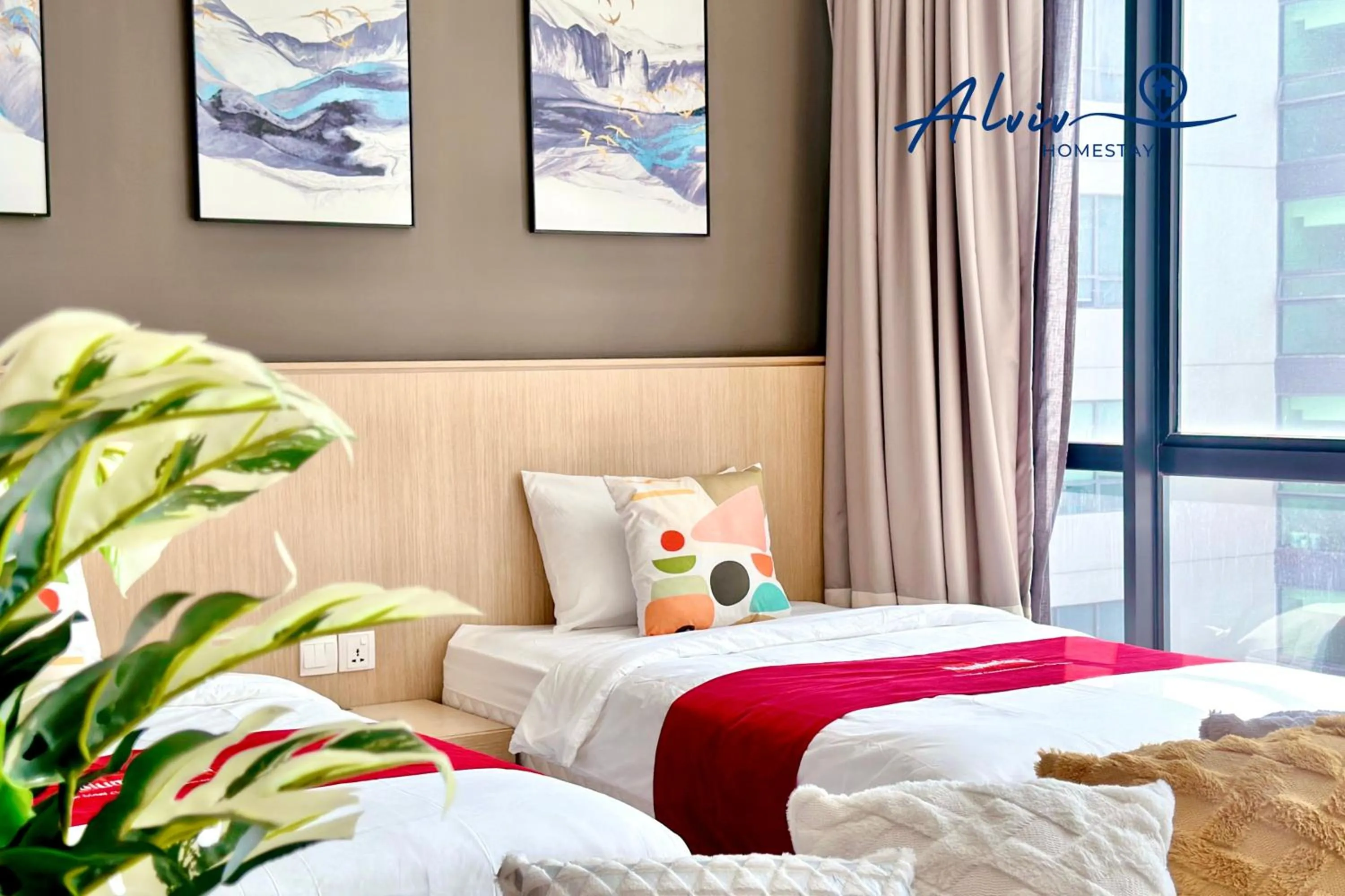 Bed in Alviv 99 Suites I Family Suite I 4-7 pax I 5minsMelakaCruise I JonkerSt