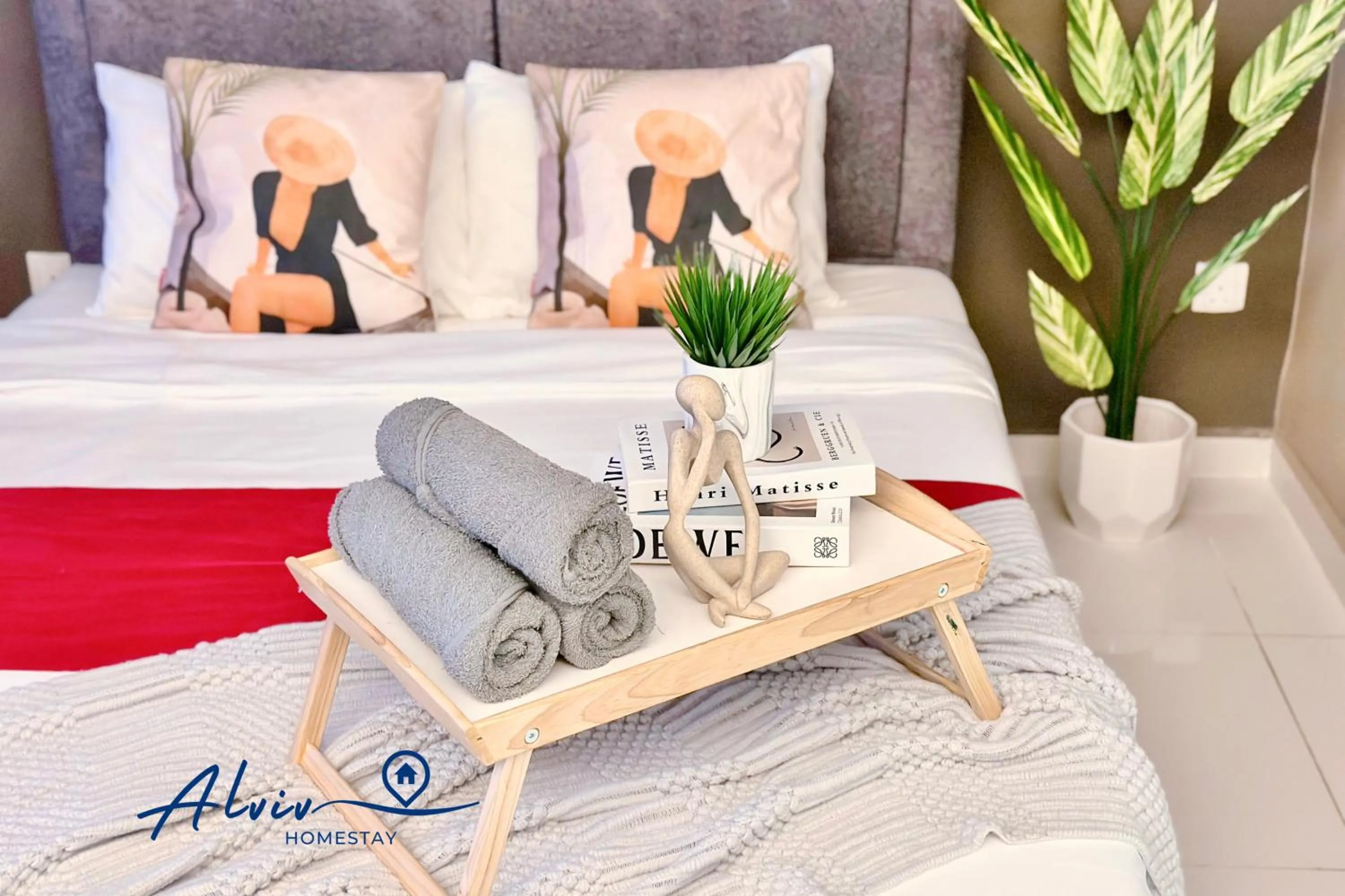 Decorative detail, Bed in Alviv 99 Suites I Family Suite I 4-7 pax I 5minsMelakaCruise I JonkerSt