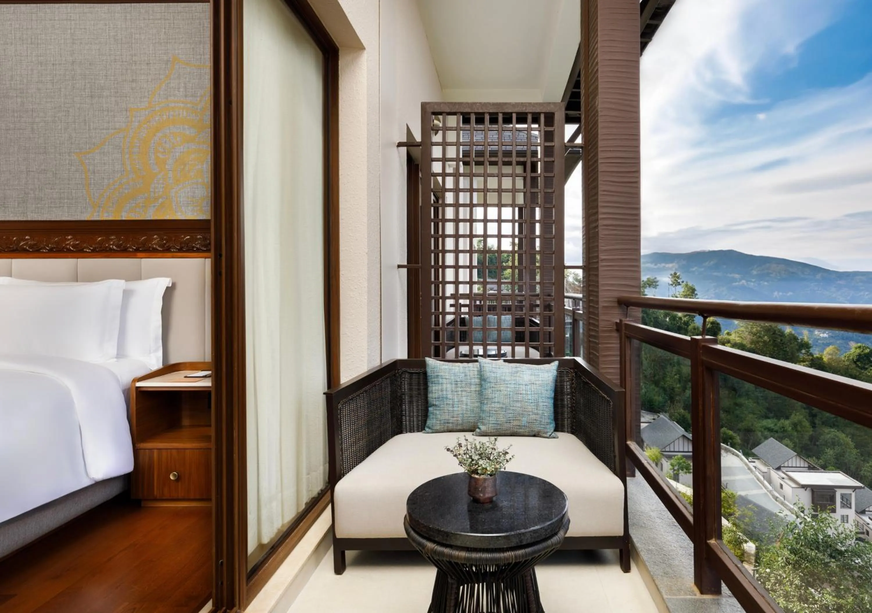 Balcony/Terrace, Bed in Dusit Thani Himalayan Resort Dhulikhel, Nepal